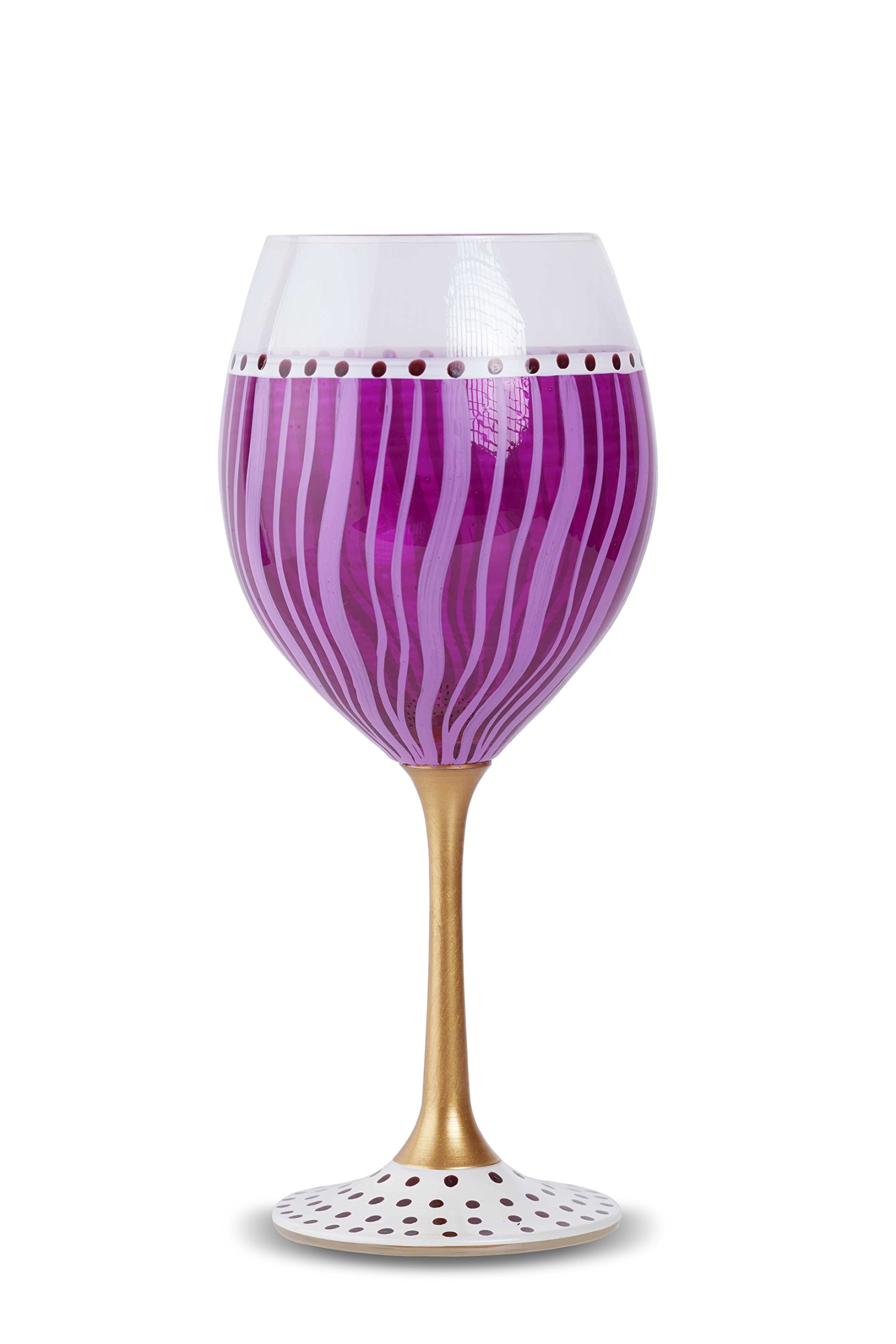 Handpainted Fuchsia Wine Glasses by Zees Inc - Elegant Pocket Bottle Design for Wedding Favors, Bridal Showers & Romantic Dinners
