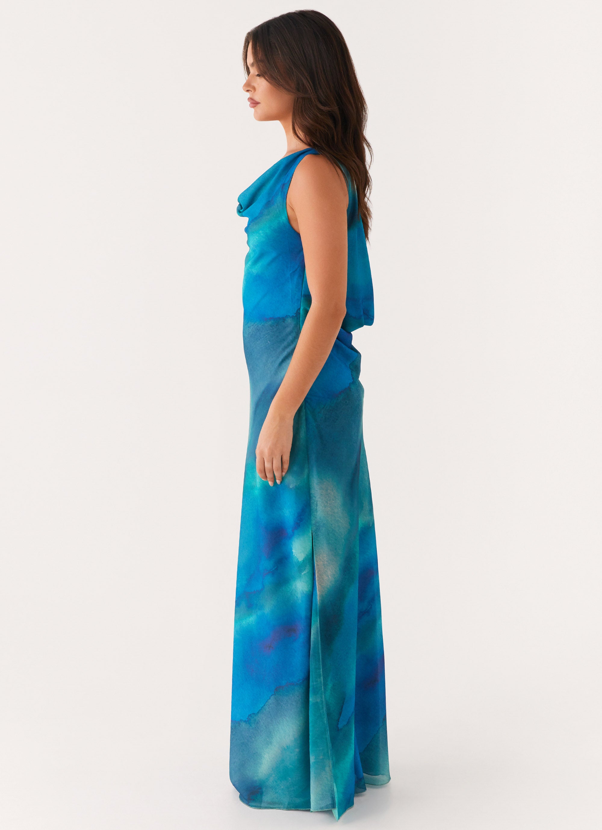 Carelle Women's Maxi Dress - Blue Tie Dye Flowy Long Summer Dress for Beach, Vacation & Casual Wear