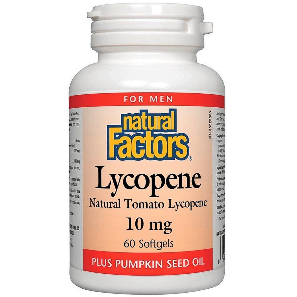 Natural Factors Lycopene 10mg - 60 Softgels for Heart & Prostate Health - Antioxidant Supplement for Men & Women - Supports Skin Protection & Eye Health - Daily Wellness & Immune Support