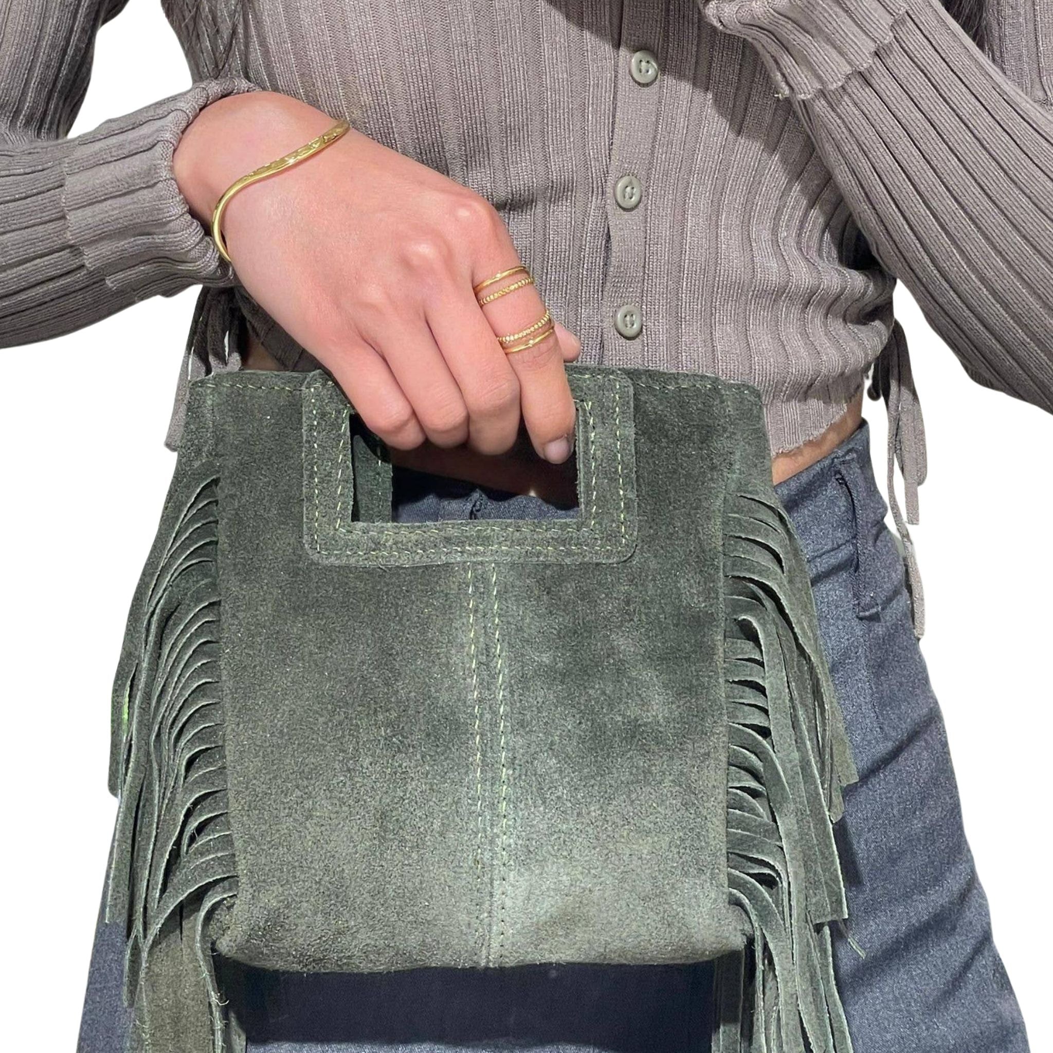 Stylish Mina Suede Leather Tassel Crossbody Bag for Women - Fashionable Shoulder Purse with Detachable Strap, Perfect for Date Night, Shopping & Travel Accessories