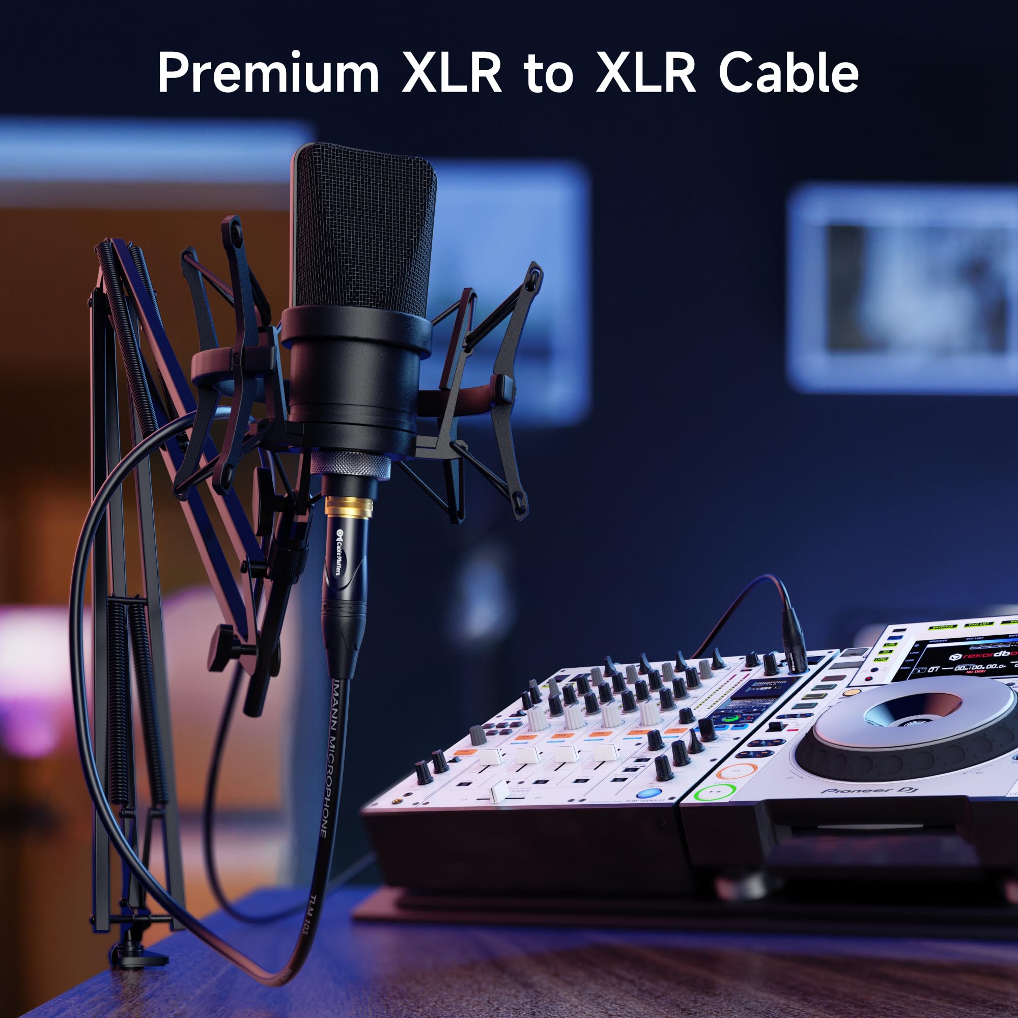 Premium 2-Pack 50ft XLR Male to Female Microphone Cable - Oxygen-Free Copper (OFC), Durable Black Audio Cord for Studio Recording, Live Performances & Professional Sound Equipment