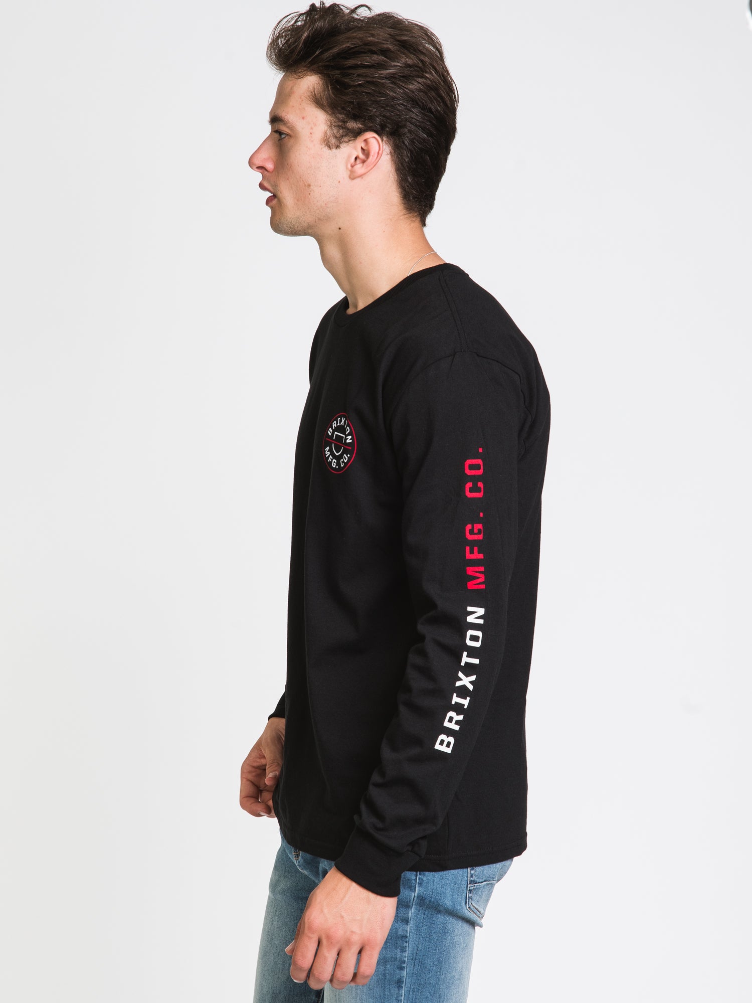 Brixton Crest Long Sleeve T-Shirt for Men - Soft Cotton Crewneck Tee - Casual & Streetwear Style - Perfect for Everyday Wear, Work, and Outdoor Activities