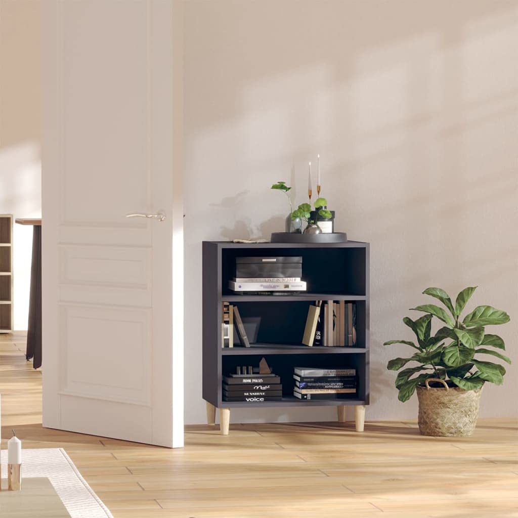 Gray Wooden Sideboard Buffet Cabinet with Open Shelves - Kitchen Storage & Serving Cabinet, Dining Room Console Table - Perfect for Modern Farmhouse & Apartment Living