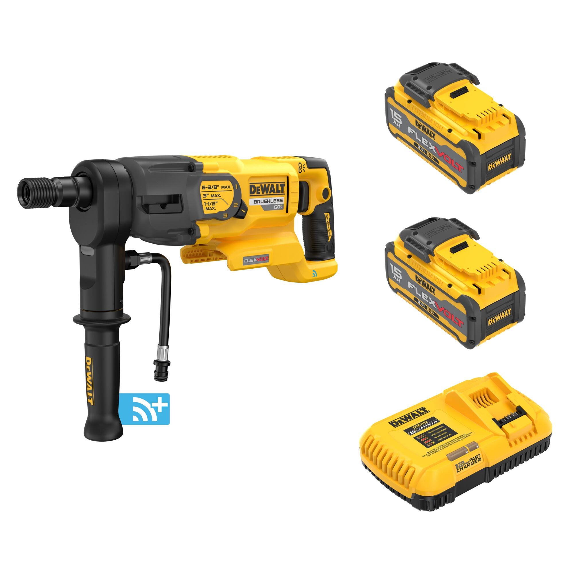 DEWALT DCD150Z2 60V MAX* 6-3/8 Inch Cordless Core Drill Kit with Battery - Perfect for Concrete Drilling, Masonry Work, and Construction Projects