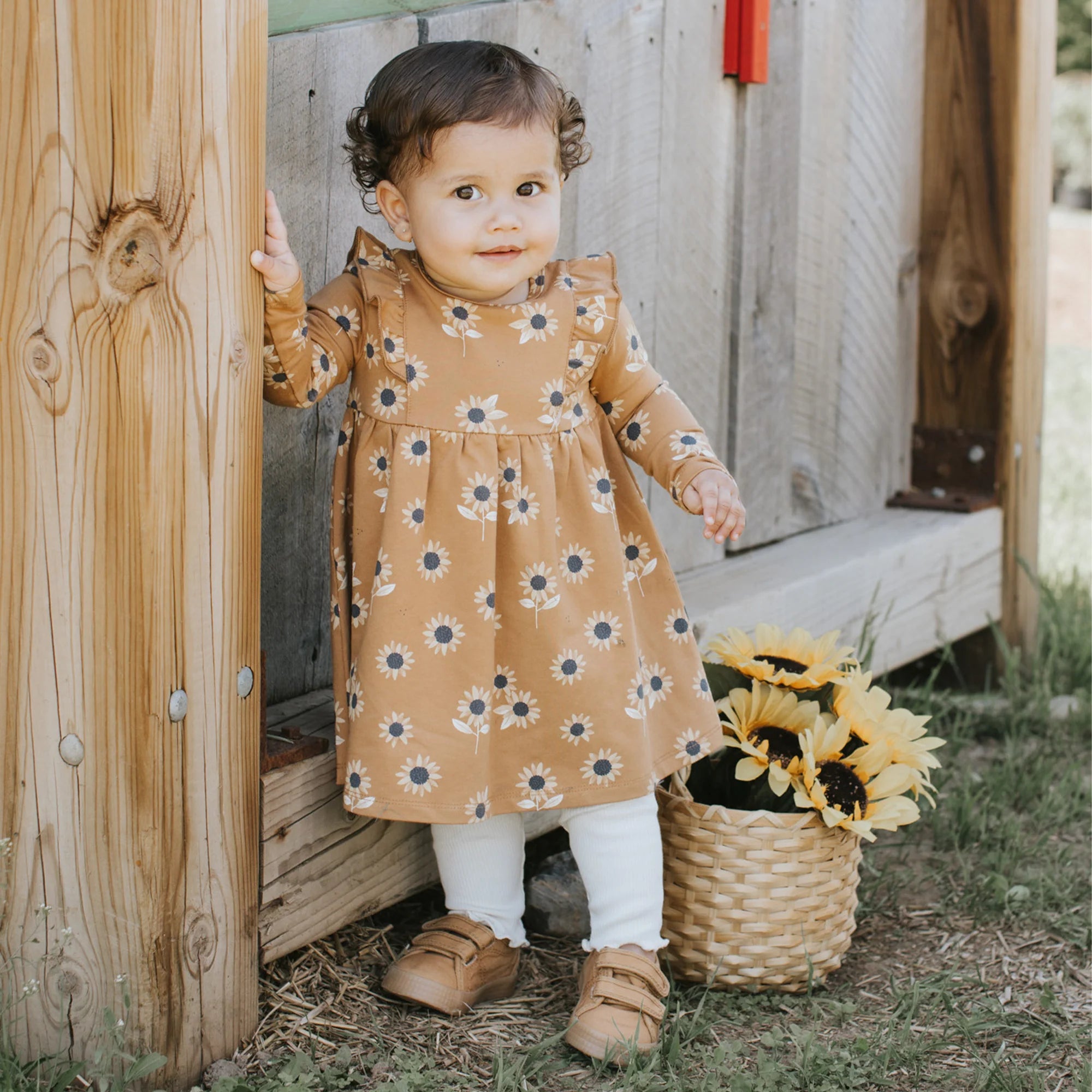 Sunflower Print Amber Dress Set for Women - Summer Floral Maxi Dress with Pockets, Boho Chic Beach Dress for Vacation, Outdoor Parties & Casual Wear
