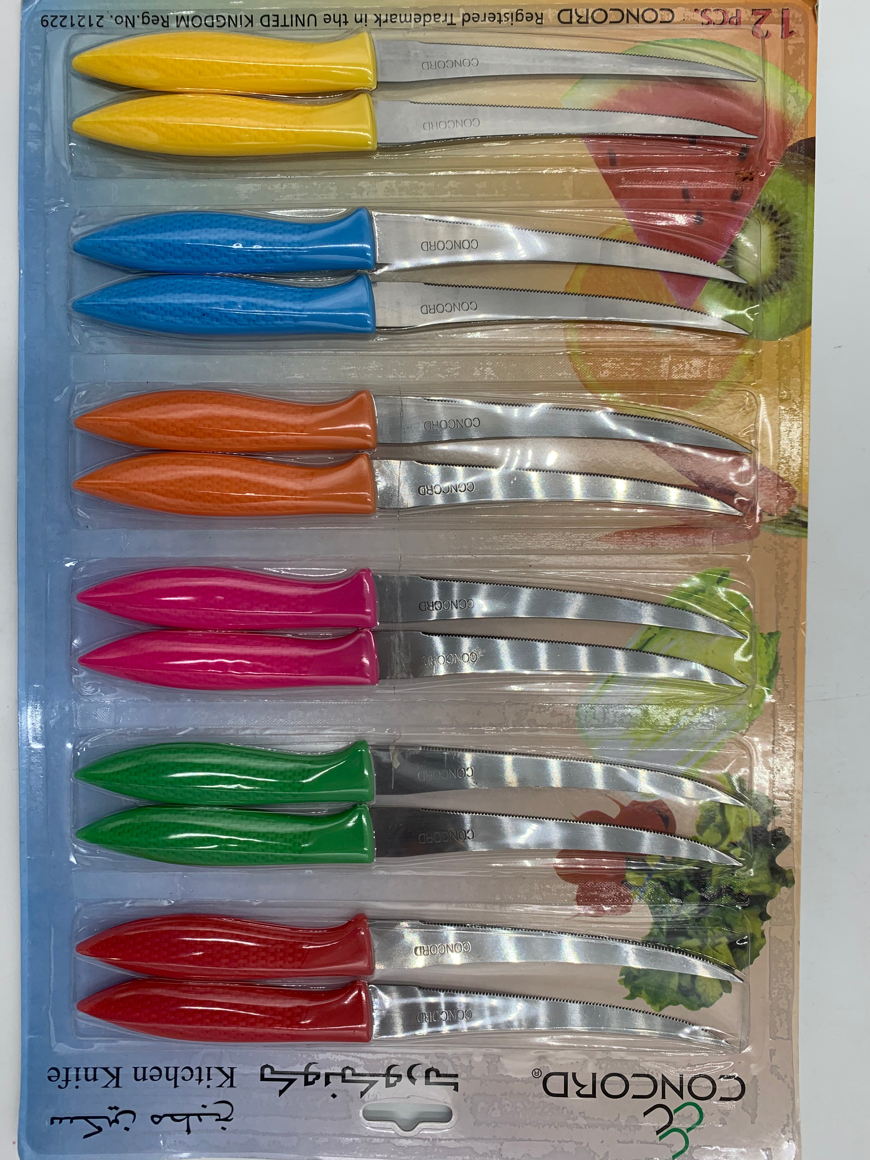 12-Piece Knife Set with Colored Handles - Premium Stainless Steel Kitchen Knives for Cooking, Slicing, Dicing - Perfect for Home Chefs & Professional Kitchens
