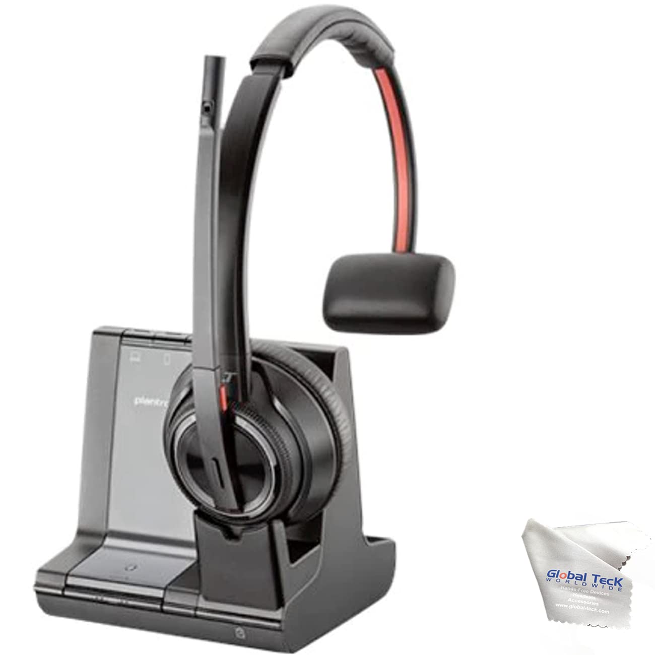 Poly Savi 8210 Wireless Bluetooth DECT Headset - Noise Cancelling Single-Ear Office Headphone with 13-Hour Battery, Compatible with Desk Phone, PC & Mobile (Works with Teams, Zoom) - Perfect for Remote Work, Call Centers & Video Conferencing