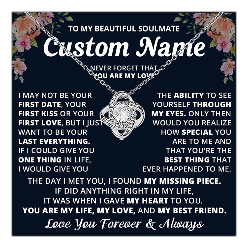 Personalized Soulmate Necklace for Women - Custom Name Jewelry Gift for Wife, Girlfriend - Romantic Birthday, Christmas Present for Her - Perfect Couple Gift for Anniversary & Valentine's Day | Ideal for Date Nights, Proposals & Special Occasions
