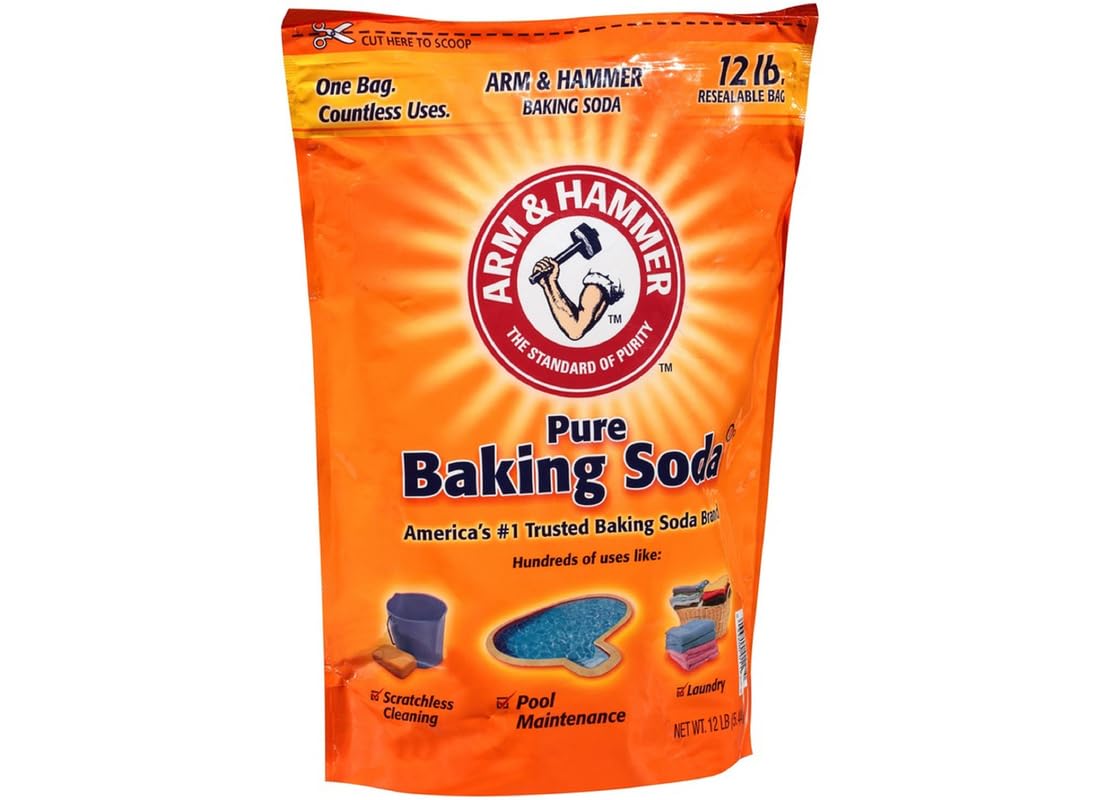 Arm & Hammer Baking Soda, 12 Pound Bulk Size - Natural Deodorizer & Cleaning Agent for Kitchen, Refrigerator, Laundry & Household Use