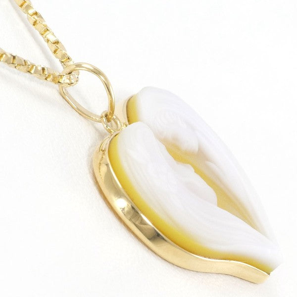 18K Yellow Gold Stone Cameo Necklace - Vintage Elegant Jewelry for Women, Perfect Gift for Birthday, Anniversary & Special Occasions