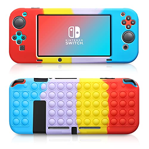 ATESSON Pop Bubbles Silicone Case for Nintendo Switch 6.2 - Anti-Anxiety Stress Relief Cover for Kids & Adults (Red) - Perfect for Gaming, Travel, and Relaxation