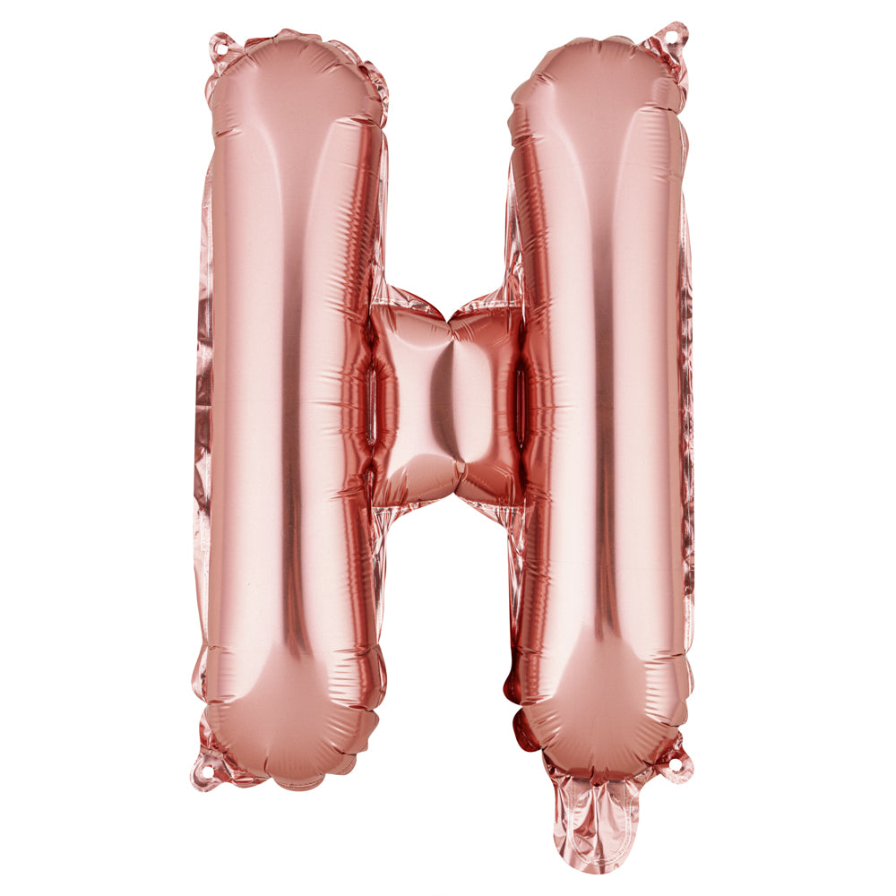Balloonify Rose Gold Mylar Letter H Balloon - 16 Inch Large Foil Alphabet Balloon for Birthday Party Decorations, Wedding, Baby Shower & Anniversary Celebrations