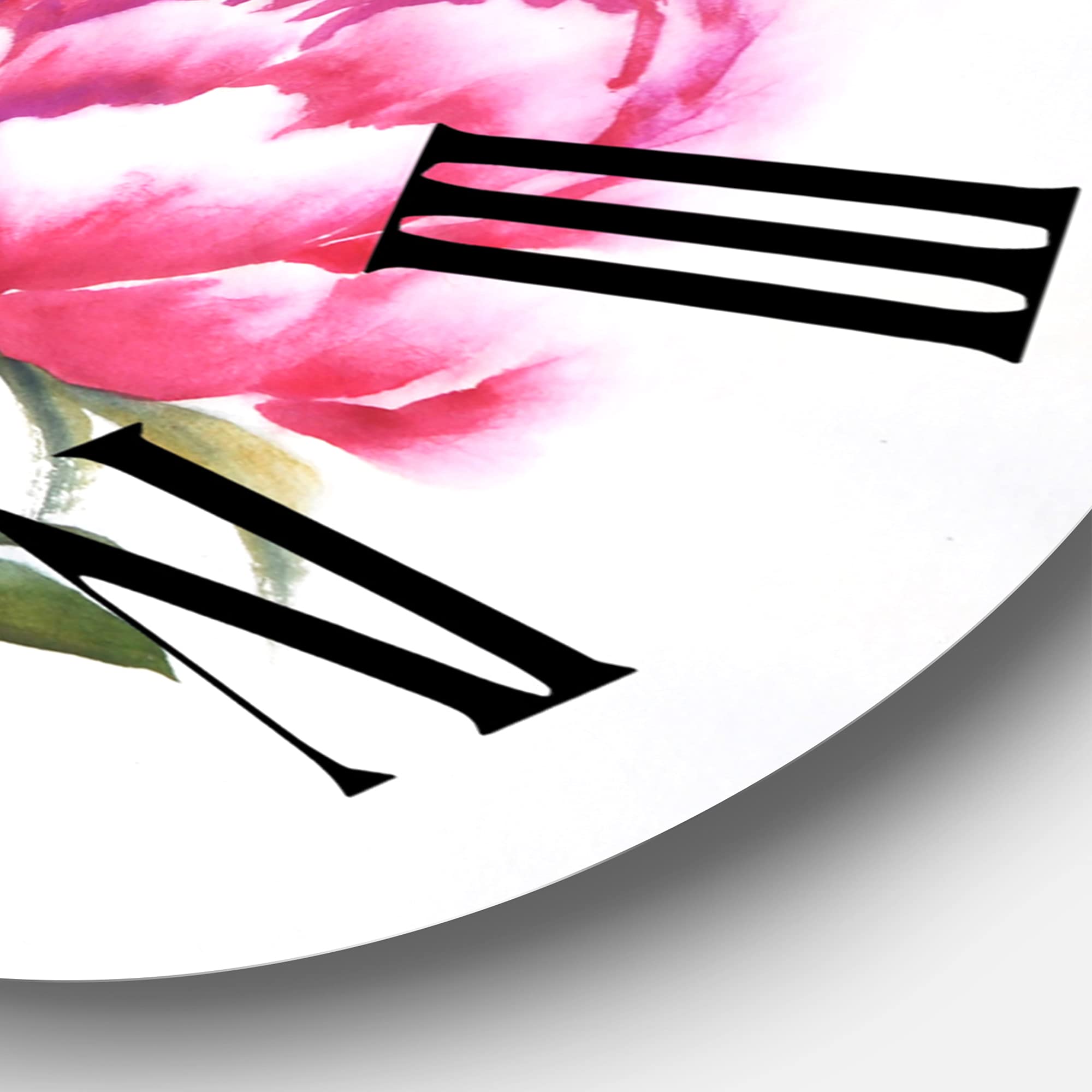 DesignQ Traditional Wall Clock - Purple Peonies Floral Large Wall Clock for Kitchen, Living Room, Bedroom Decor | Perfect for Home, Office & Gift Giving