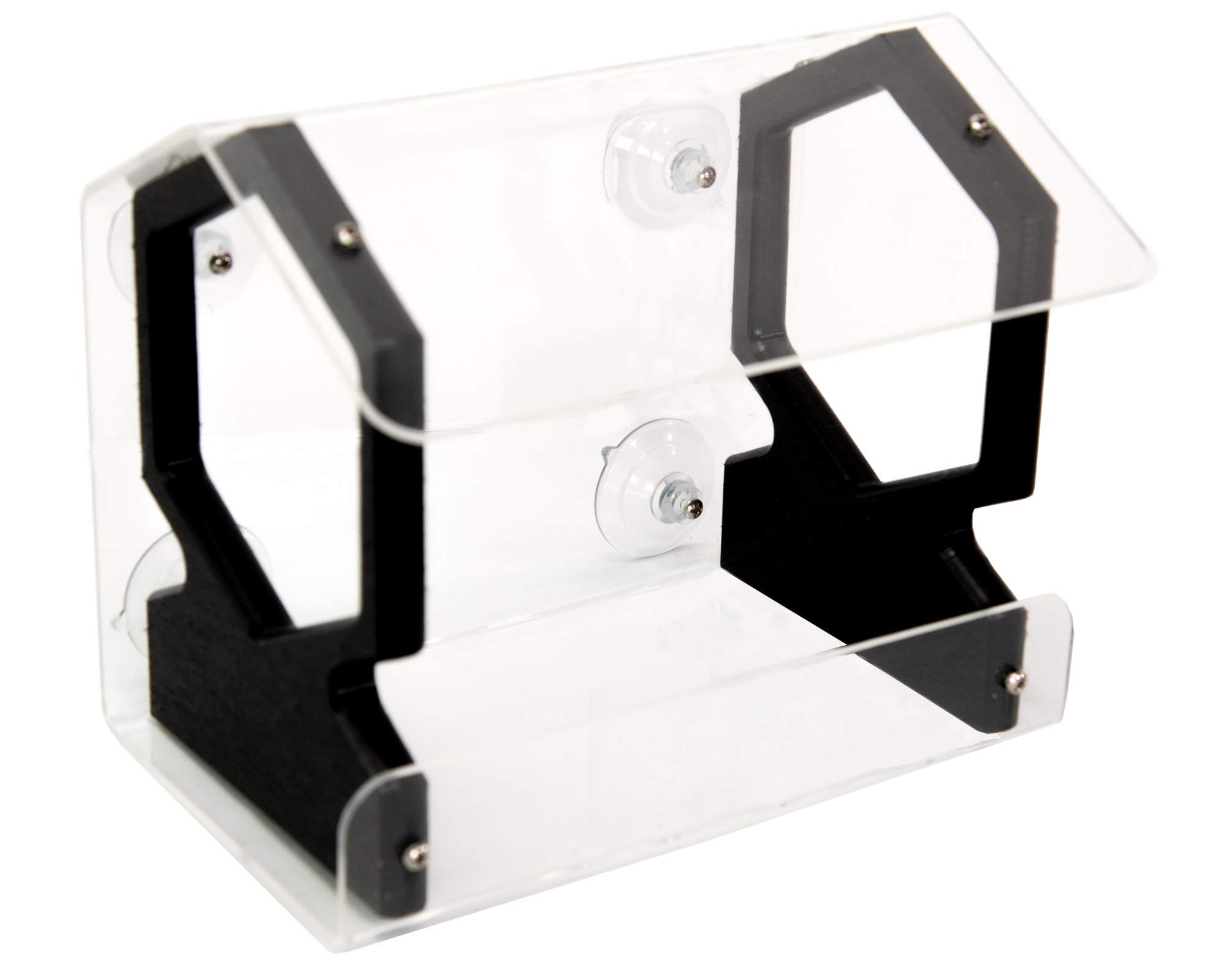 JC's Wildlife Geometric Diner 9-Window Bird Feeder - Easy to Clean & Fill, Holds 3 Cups of Seed - Clear Acrylic Window Mount Bird Feeder with Strong Suction Cups (Black) - Perfect for Bird Watching at Home, Office or Garden