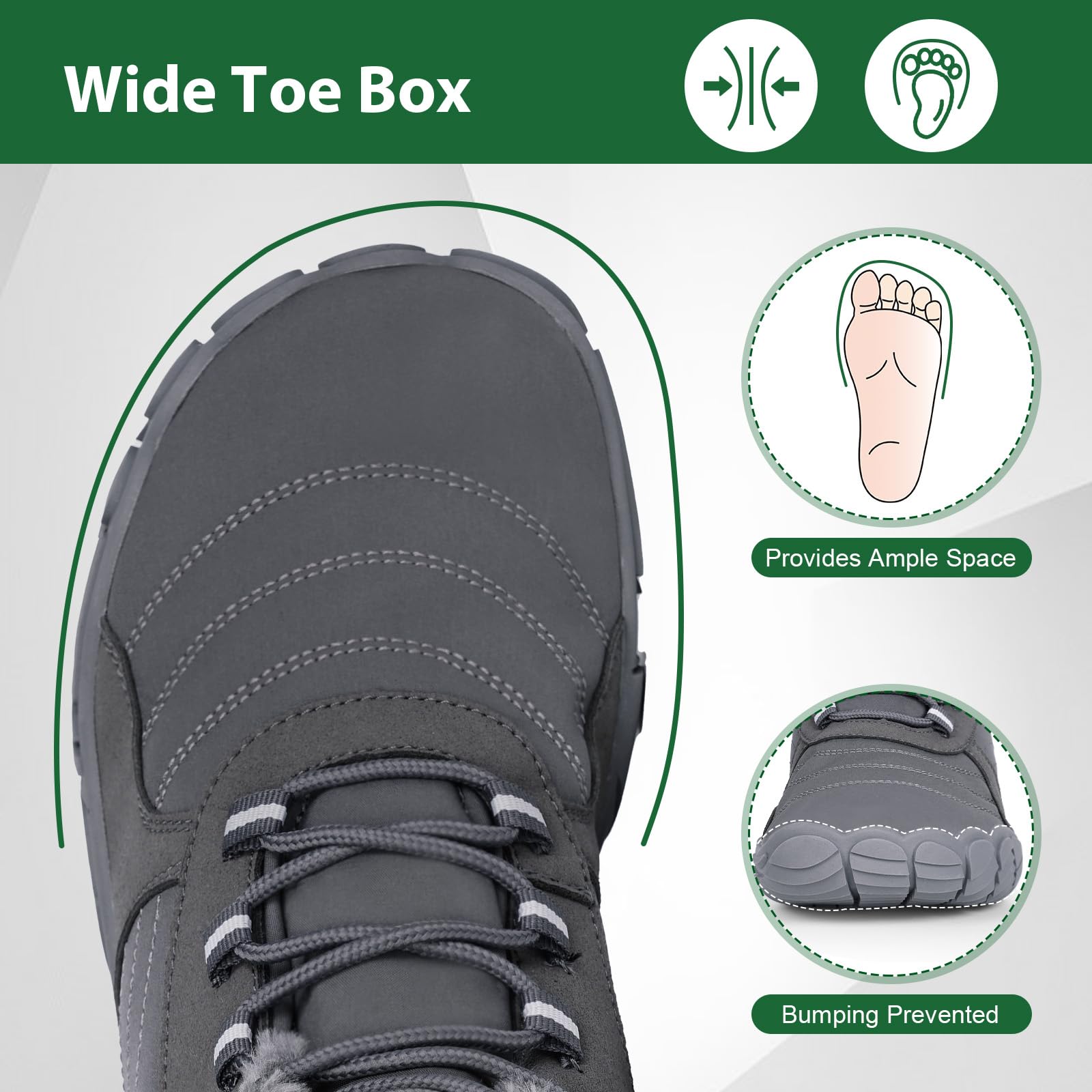 Winter Barefoot Shoes for Women & Men - Waterproof Minimalist Snow Boots with Wide Toe Box & Non-Slip Sole - Suede Slouchy Boots for Running, Walking & Outdoor Activities - Perfect for Hiking, Snow Trekking & Cold Weather Adventures