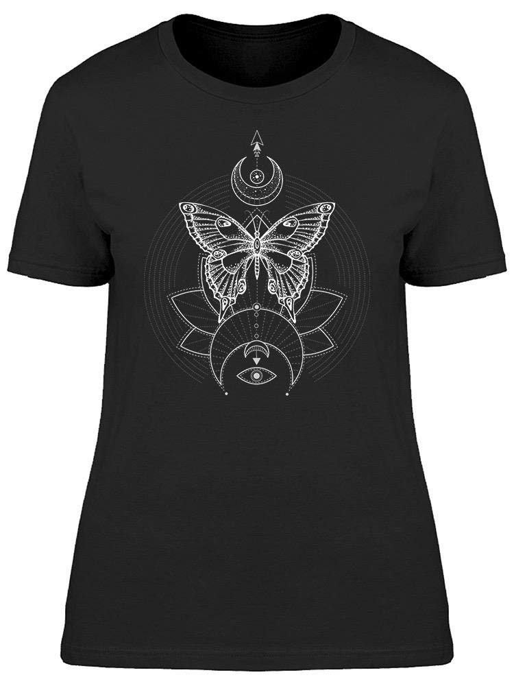 Hand Drawn Mystic Butterfly Graphic T-Shirt for Women | Boho Chic Casual Tee | Perfect for Festivals, Beach Days & Summer Outfits