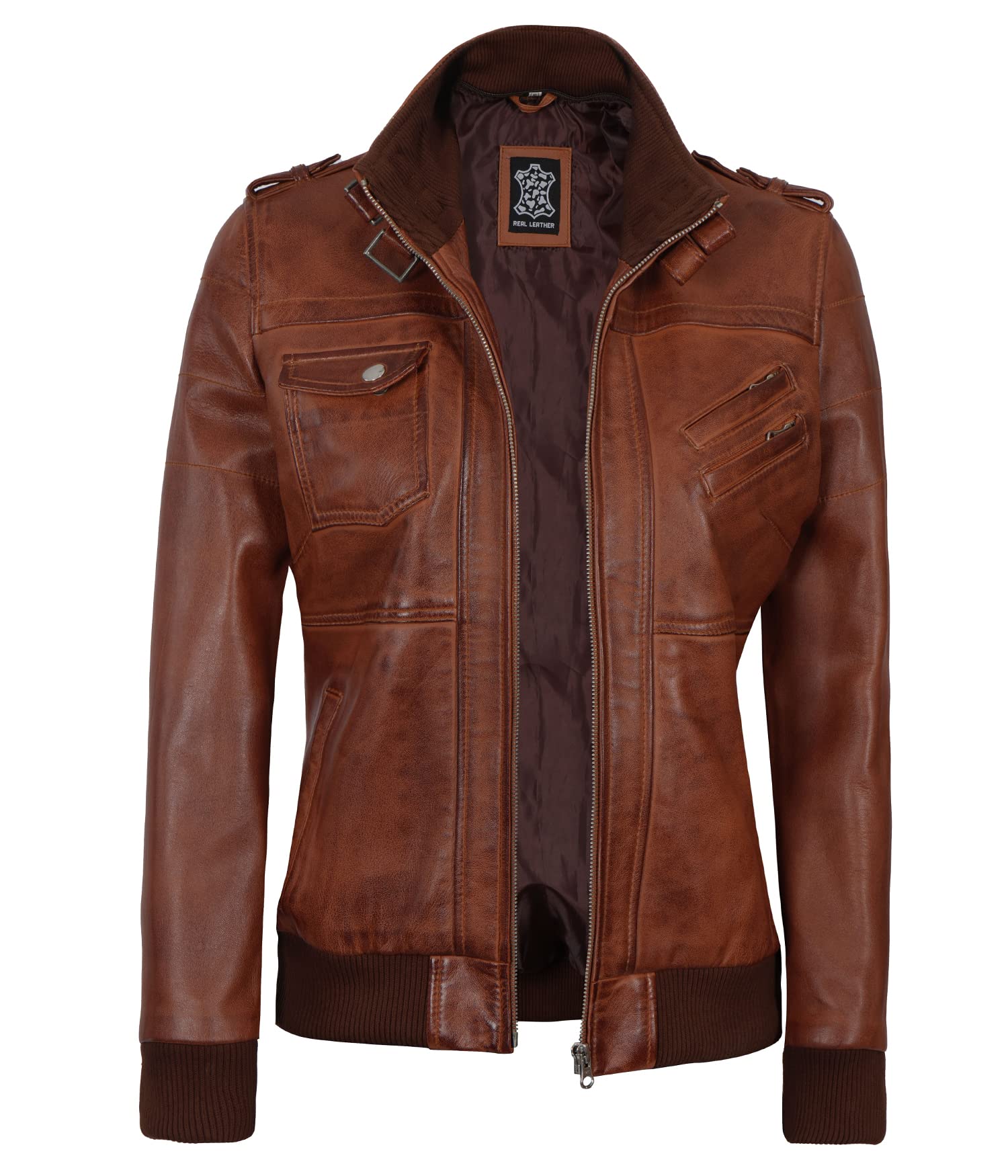 Genuine Lambskin Bomber Leather Jacket for Women - Premium Real Leather Jacket with Detachable Hood | Stylish Outerwear for Casual Wear, Night Out & Motorcycle Riding
