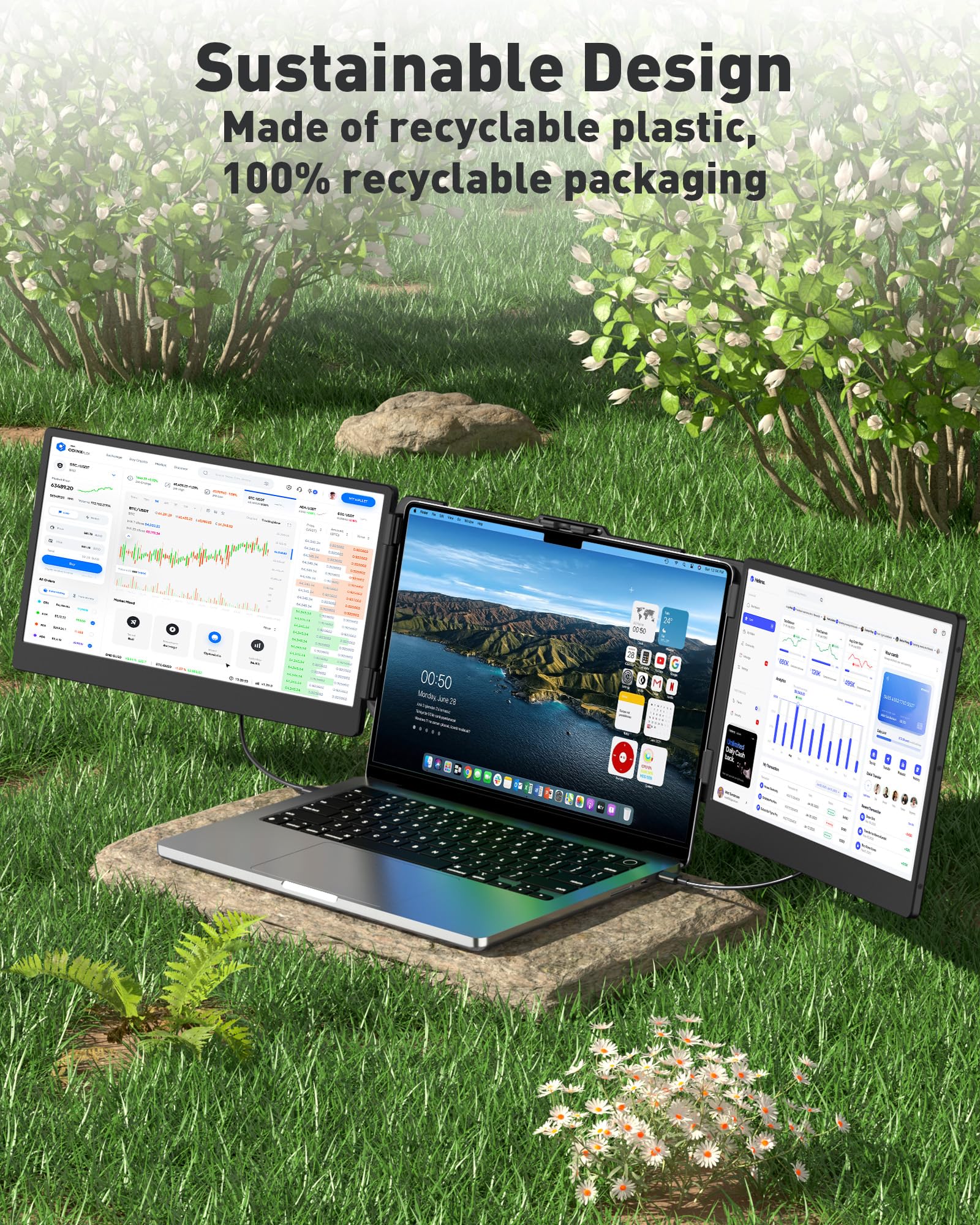 14-inch Portable Laptop Monitor - 1920x1080 FHD IPS Display, 60Hz Refresh Rate, USB-C & HDMI Input - Lightweight Second Screen for Travel, Home Office, Gaming & Productivity (Dual Monitor Setup)