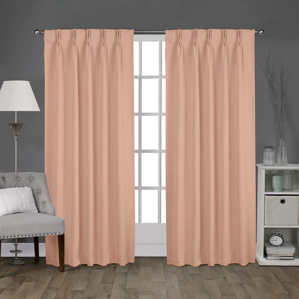 Magic Blackout Curtains - Double Pinch Pleat Thermal Insulated Room Darkening Drapes - Spill Proof & Machine Washable Window Treatment Panels (1 Panel, 52x120 Inches, Peach) - Perfect for Bedrooms, Living Rooms & Home Theater Light Blocking