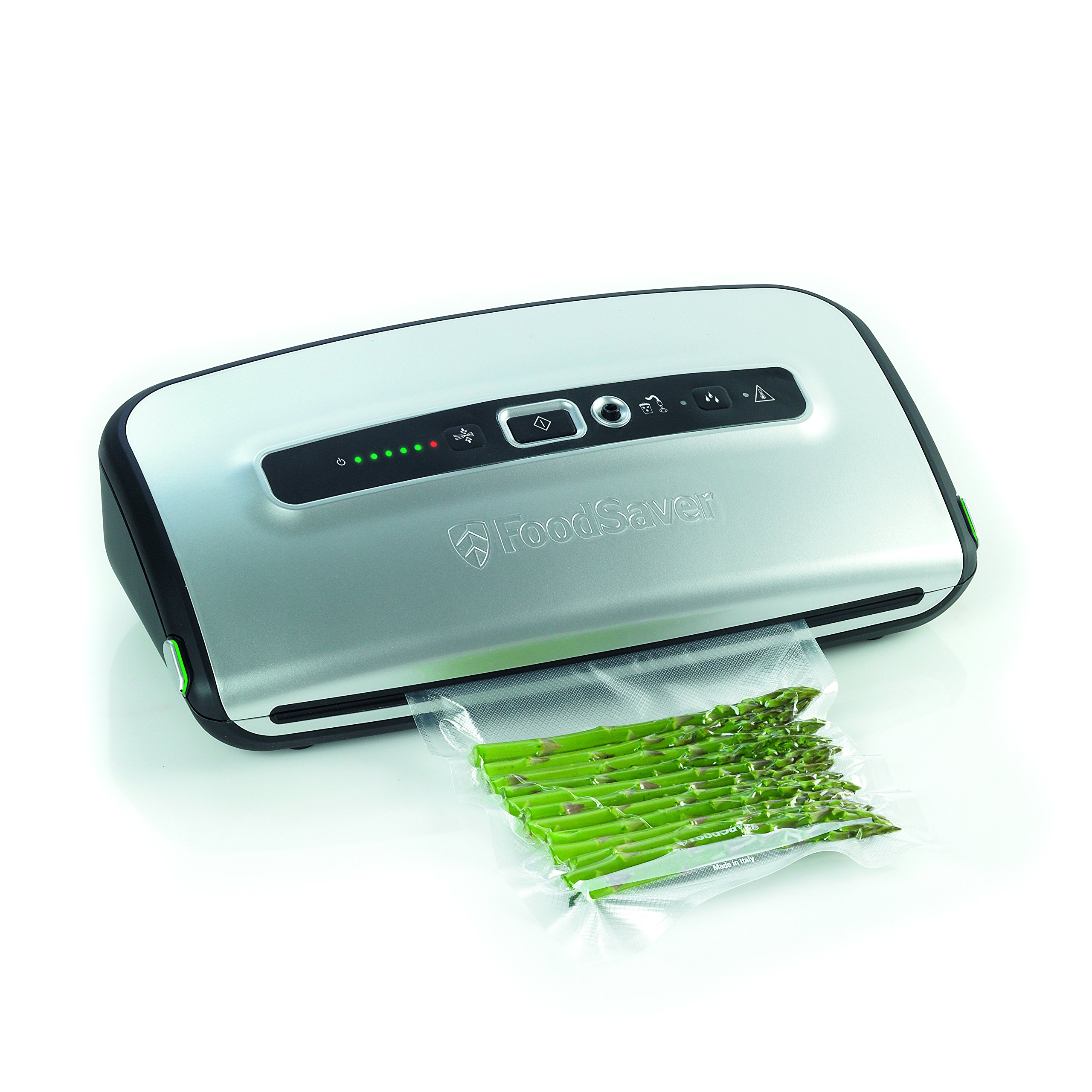 FoodSaver FFS016X Vacuum Sealer Machine for Dry and Wet Food - Built-in Cutter, Roll Holder, Automatic Sealing with Suction Function - Includes Tube Adapter & Accessories - Perfect for Meal Prep, Sous Vide, and Food Storage (Silver)