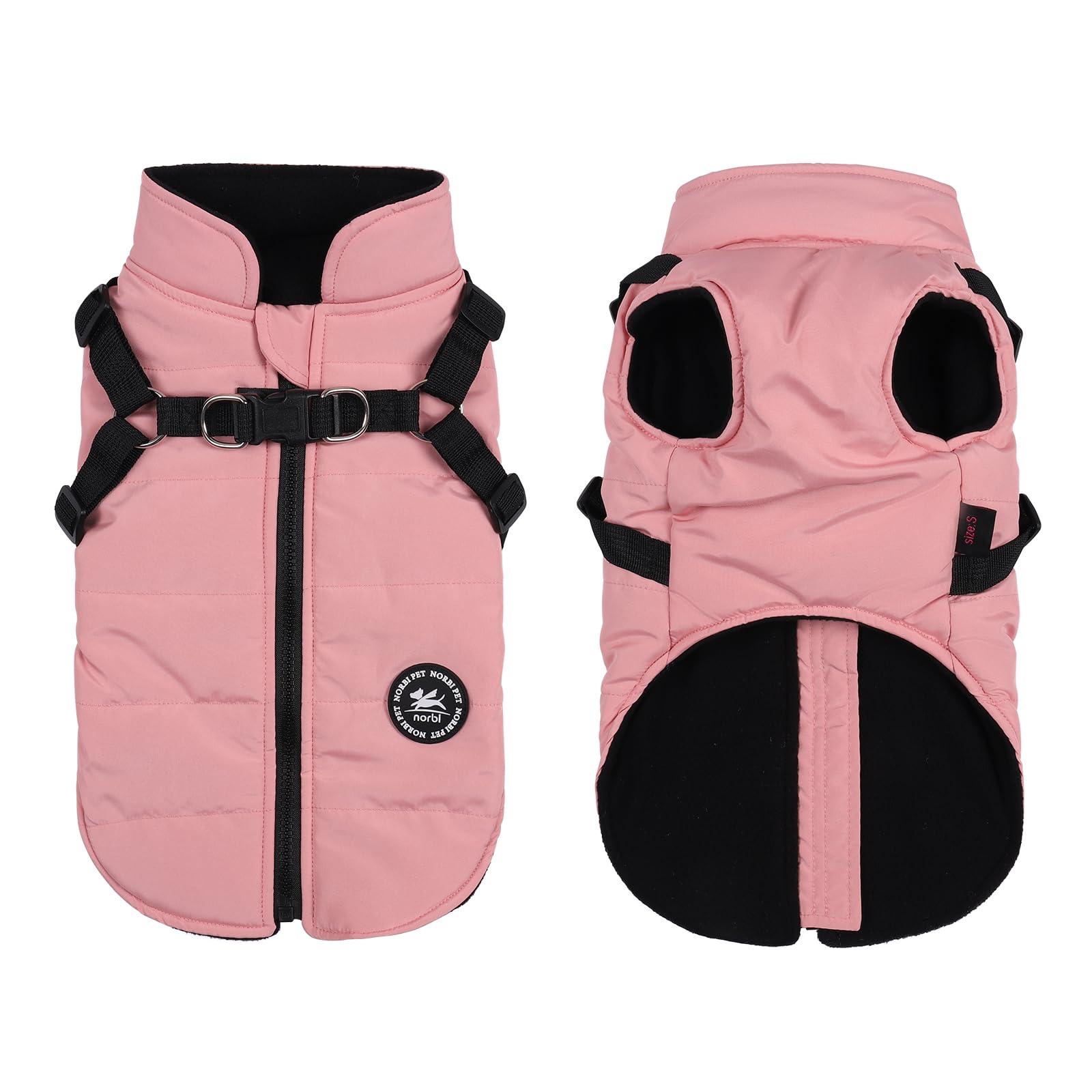 Norbi Dog Winter Coat with Built-in Harness - Adjustable Warm Jacket for Small, Medium & Large Dogs - Cold Weather Protection for Outdoor Walks & Adventures