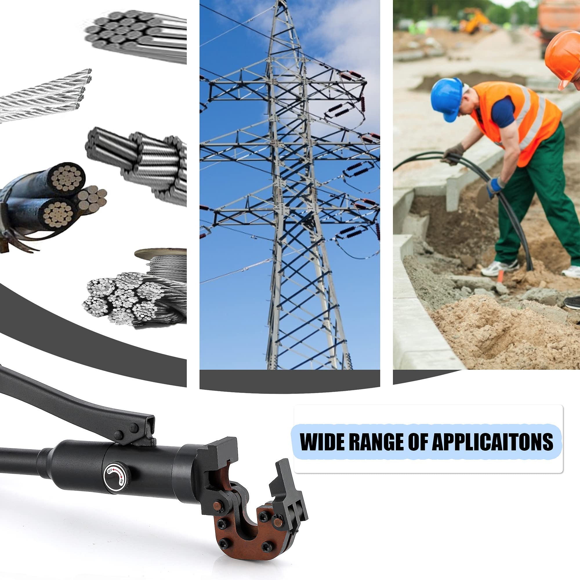 NEWTRY Hydraulic Cable Cutter 60KN - Heavy Duty Rebar & Wire Rope Cutter for φ25/32