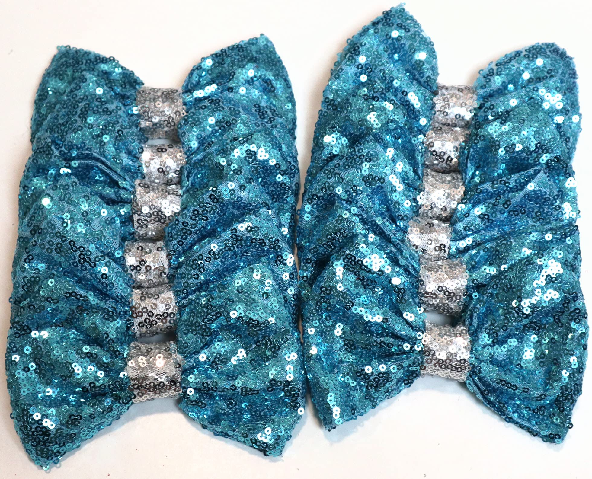 CLGIFT Set of 12 Large 5-inch Sequin Glitter Hair Bows for DIY - No Clips (Cinderella) | Perfect for Party Accessories, Costume Decorations & Gift Wrapping