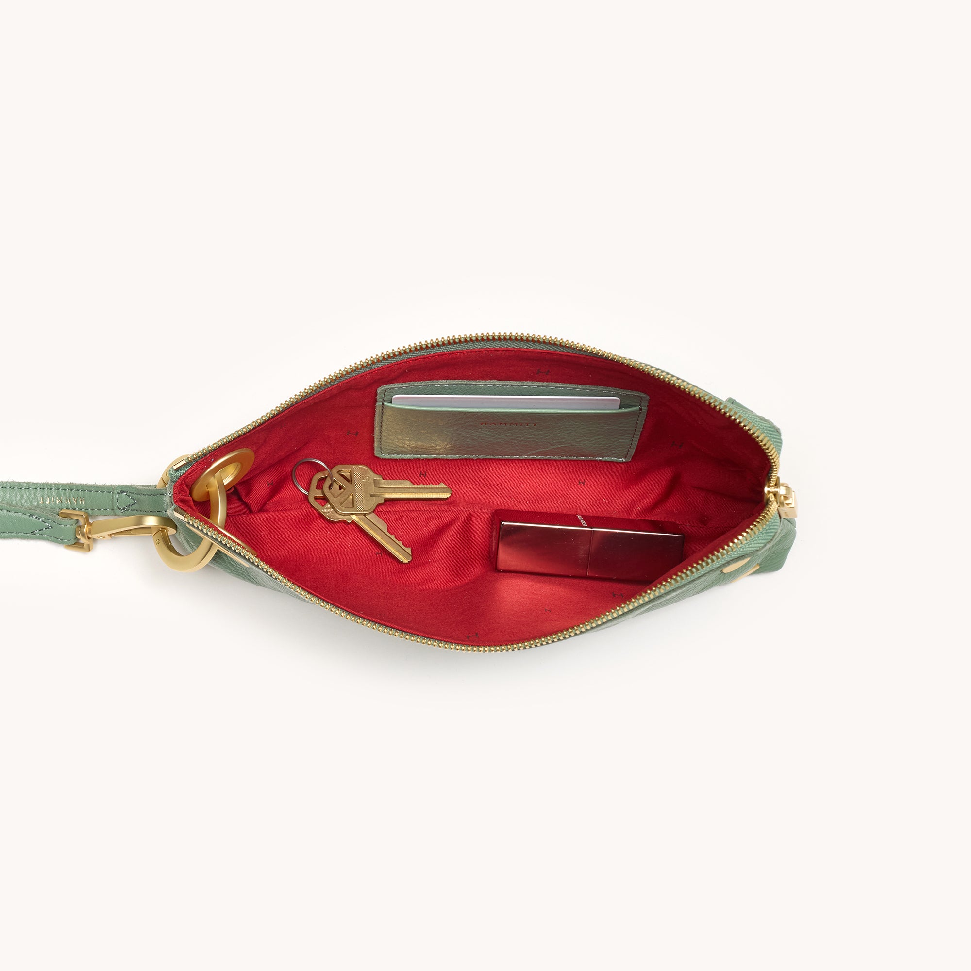 Nash Pochette Handbag - Artichoke Green & Brushed Gold Clutch for Women | Perfect for Evening Parties, Weddings & Special Events
