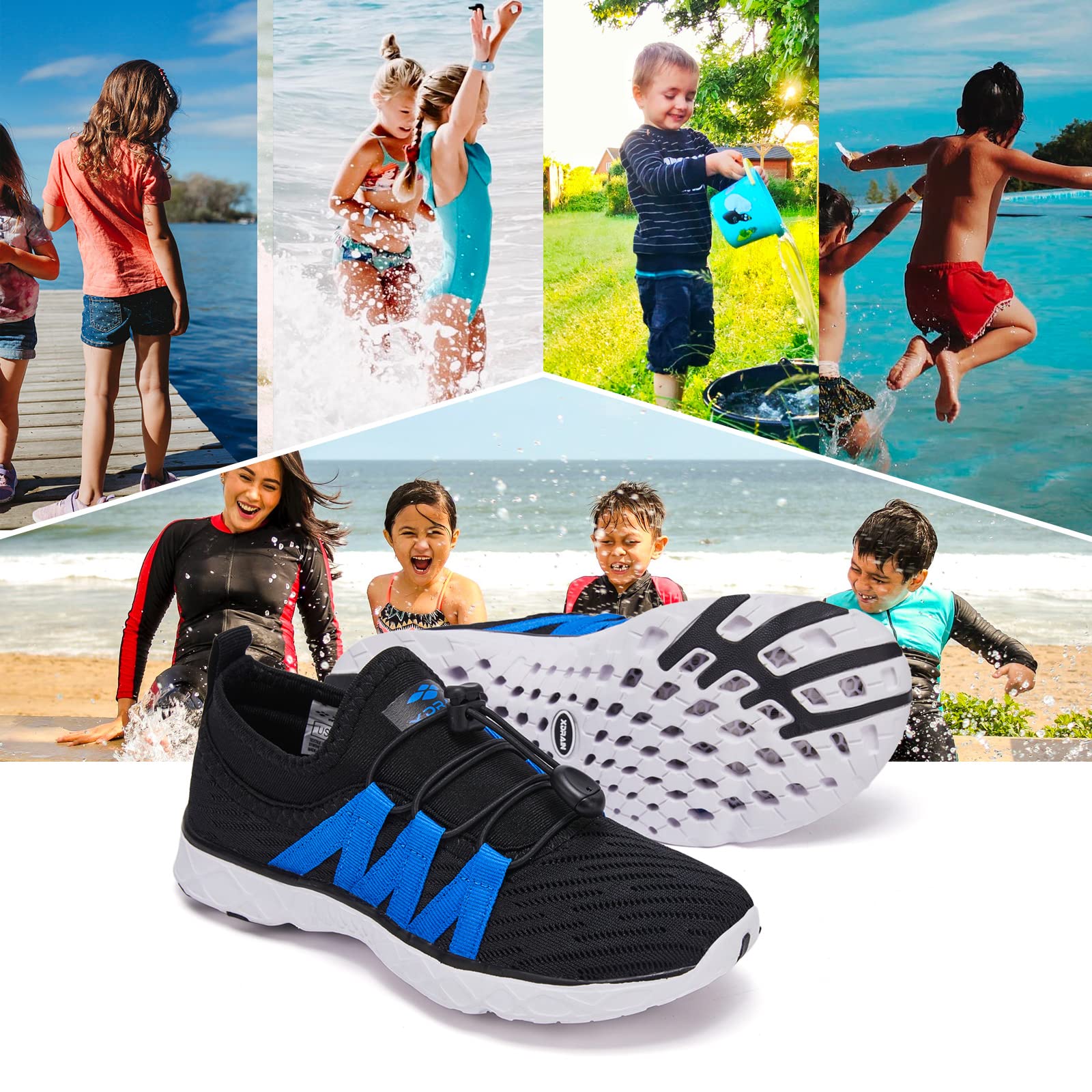 ALEADER Quick Dry Water Shoes for Kids - Slip-On Toddler & Youth Sizes | Beach, Pool, Swimming & Outdoor Activities