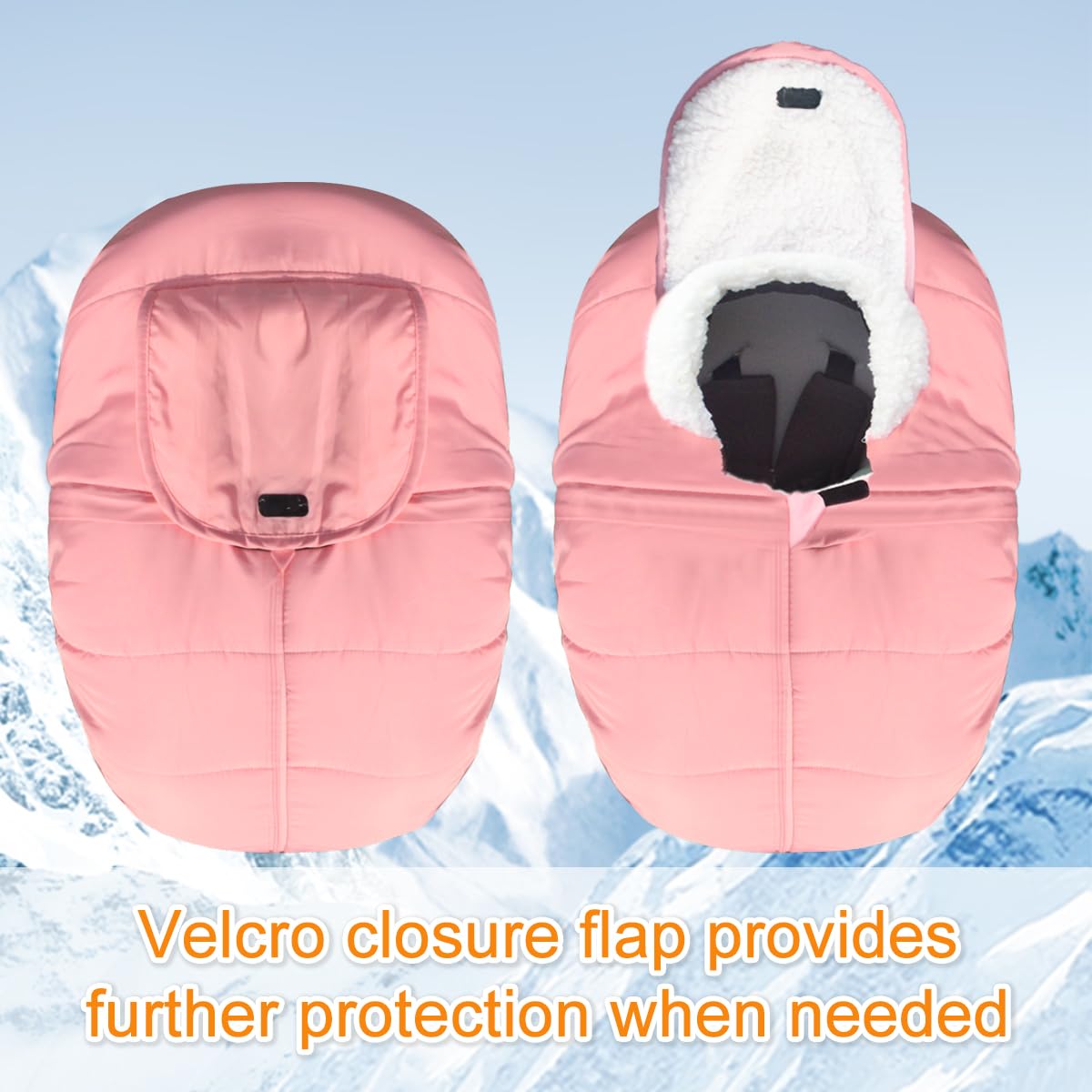 TSAYAWA Winter Baby Car Seat Cover - Mom's Choice Awards Winner - Insulated Windproof Car Seat Bunting Bag for Newborn & Infant - Warm Travel Blanket for Cold Weather (Pink) | Perfect for Stroller, Shopping & Outdoor Adventures