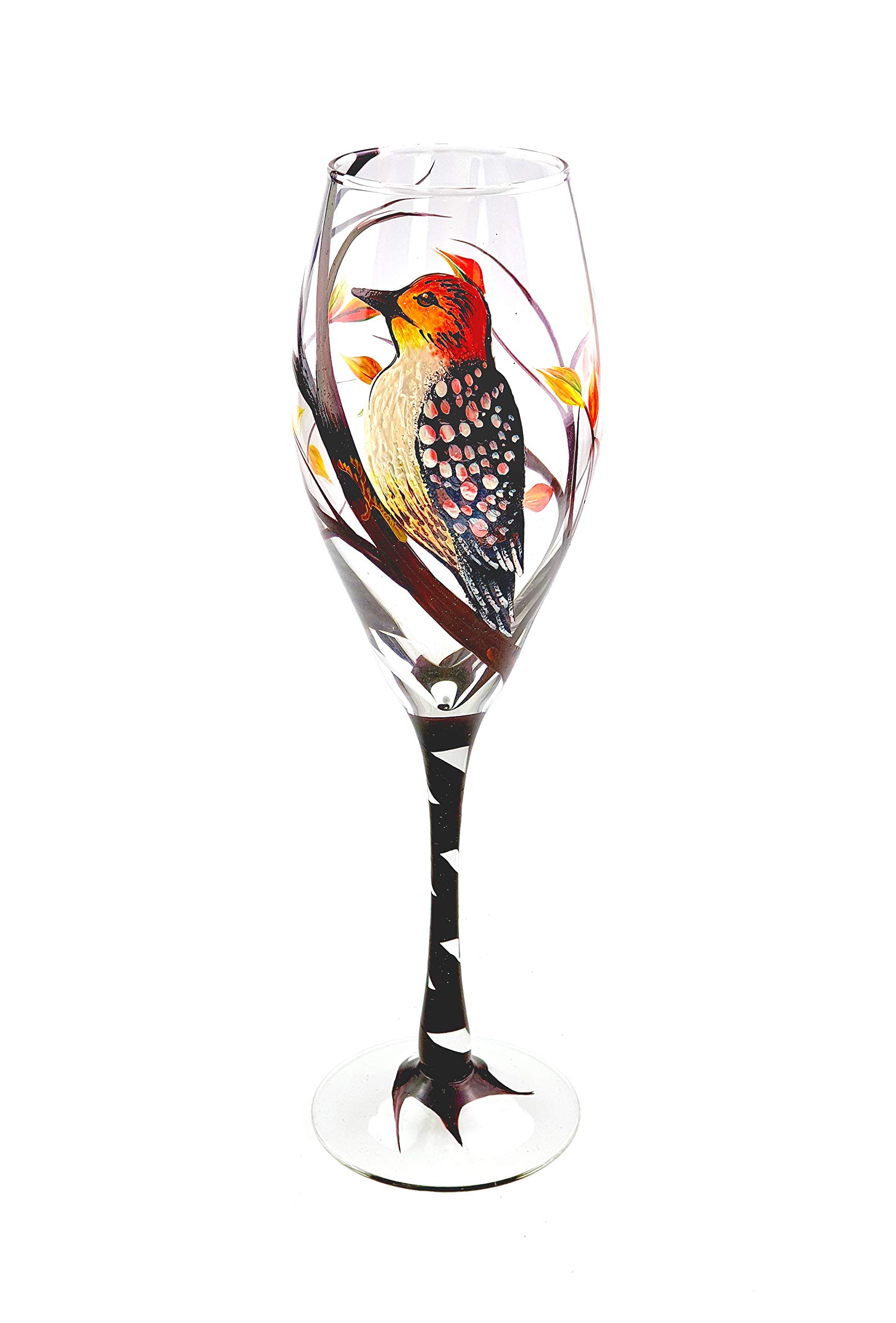 Woodpecker Wine Glasses Set of 2 - 8.5 oz Stemmed Glasses for Parties & Gifts