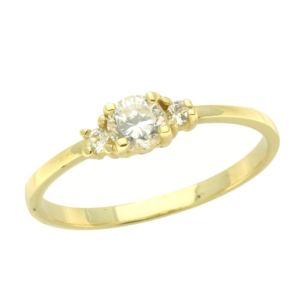 14K Gold CZ Engagement Ring for Women - White & Yellow Gold Cubic Zirconia Wedding Band (Size 2-5) | Perfect for Proposals, Anniversaries & Special Occasions