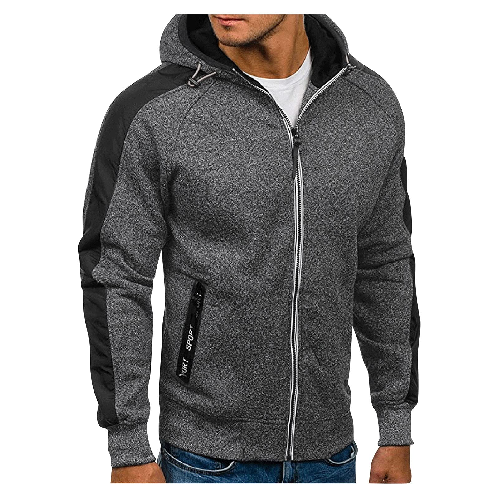 Men's Slim Fit Long Sleeve Patchwork Hooded Sweatshirt - Autumn Casual Pullover Blouse & Hoodie for Outdoor Activities and Daily Wear
