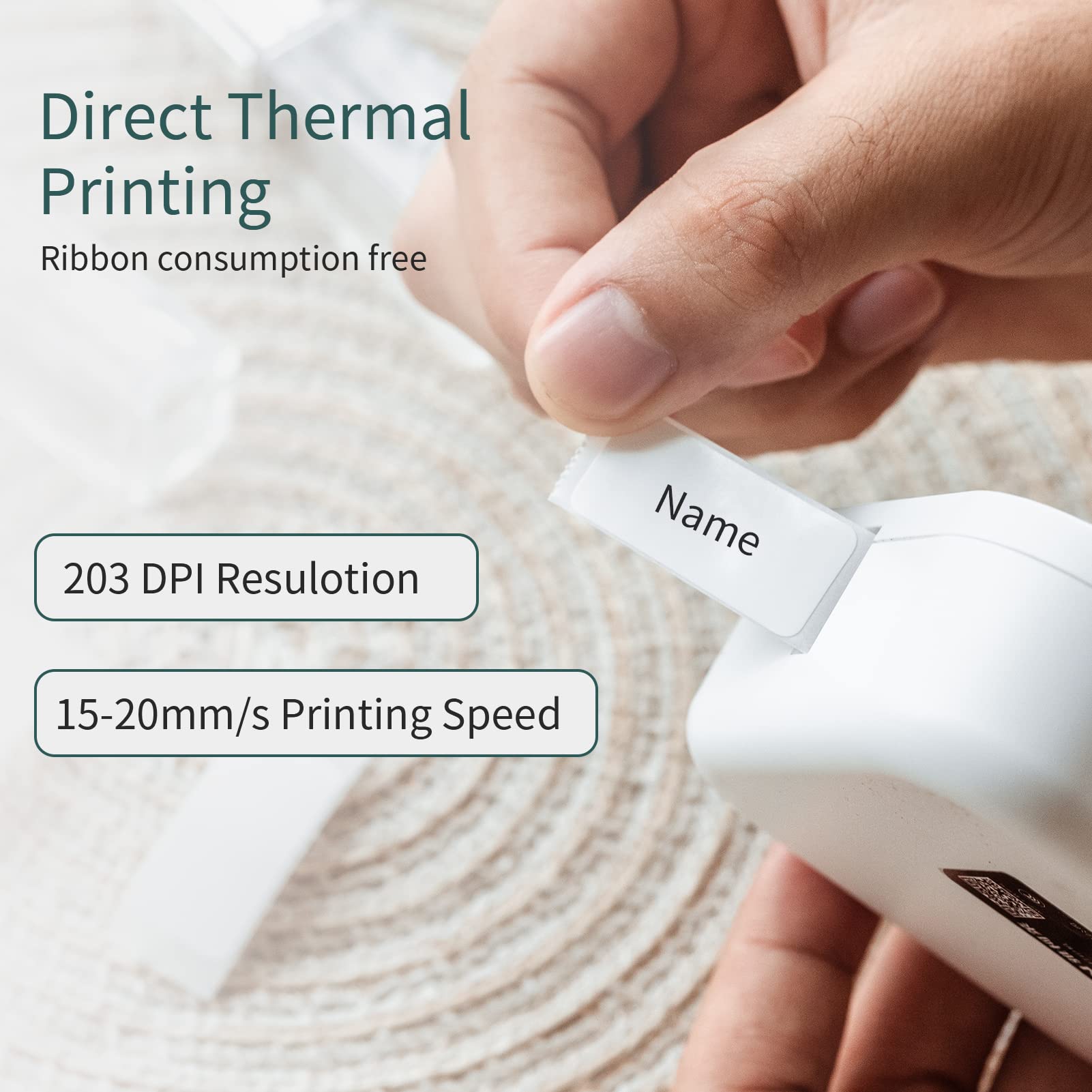 Bisofice Q30 Wireless Bluetooth Label Maker Machine with 3 Rolls Tape - Portable Label Printer for Home, Office & Organization - Compatible with iOS & Android Devices - Perfect for Crafting, Storage & File Labeling