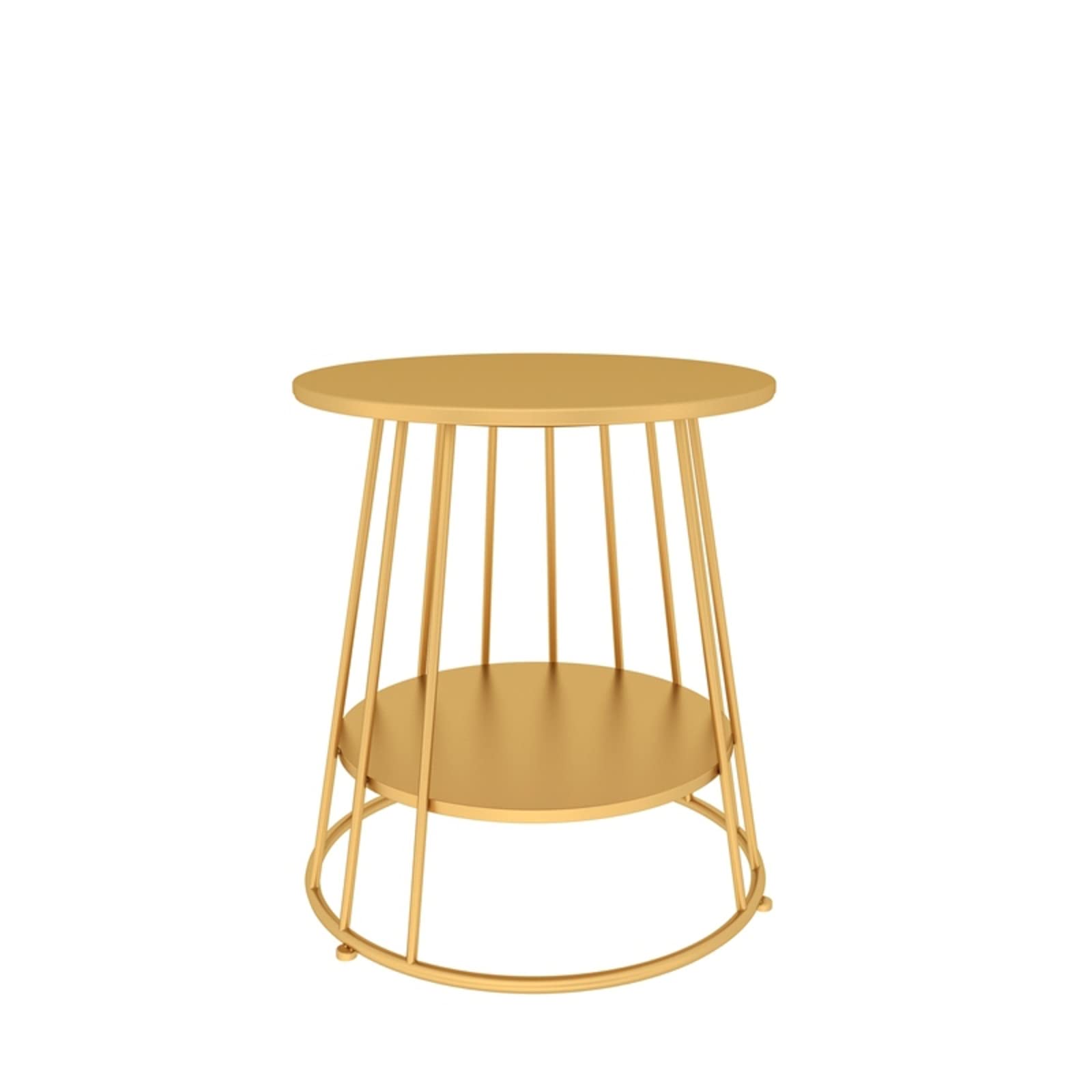 Round 2-Tier Side Table with Storage - Gold Accent Coffee Table for Living Room, Bedroom, Outdoor & Indoor Use - Perfect End Table for Snacks, Drinks & Home Decor