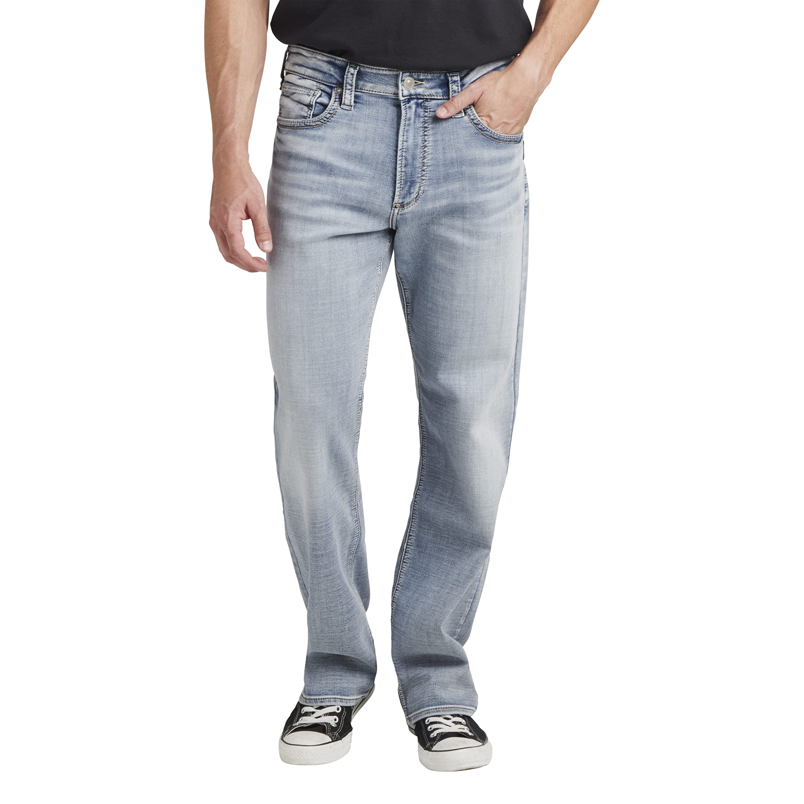 Silver Jeans Co. Men's Gordie Loose Fit Straight Leg Jeans - Comfortable Casual Denim Pants for Men | Relaxed Fit, Durable Cotton Fabric | Perfect for Everyday Wear, Work, Hiking & Weekend Outings | Ideal for Office Casual, Outdoor Adventures & Date Nights