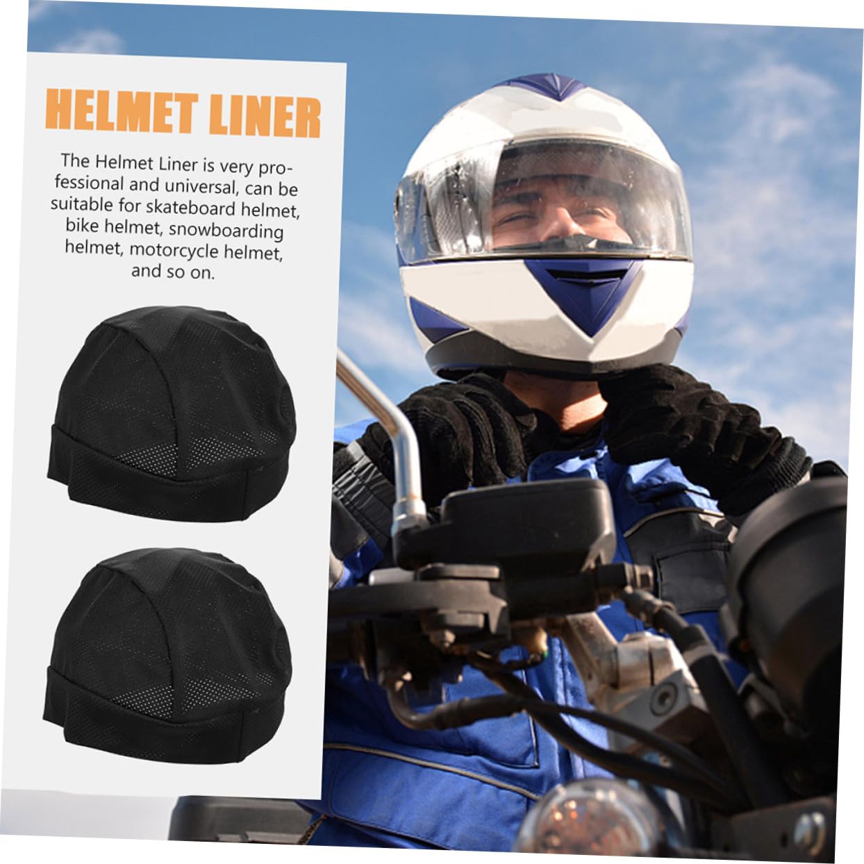 Toddmomy Unisex Helmet Liner Hat 2 Pack - Breathable, Stretchy Skull Cap for Sports & Outdoor Activities - UV Protection for Adults - Perfect for Cycling, Running, and Motorcycling