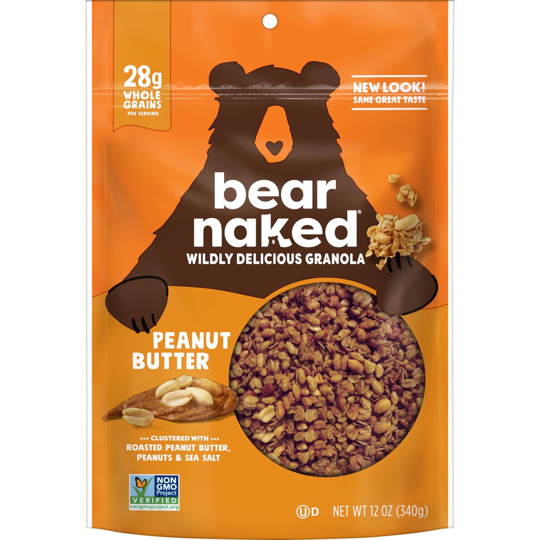 Bear Naked Granola Cereal - Peanut Butter Flavor, Healthy Breakfast & Snack, 6 Pack Bags - Perfect for On-the-Go, Office, or School Lunch