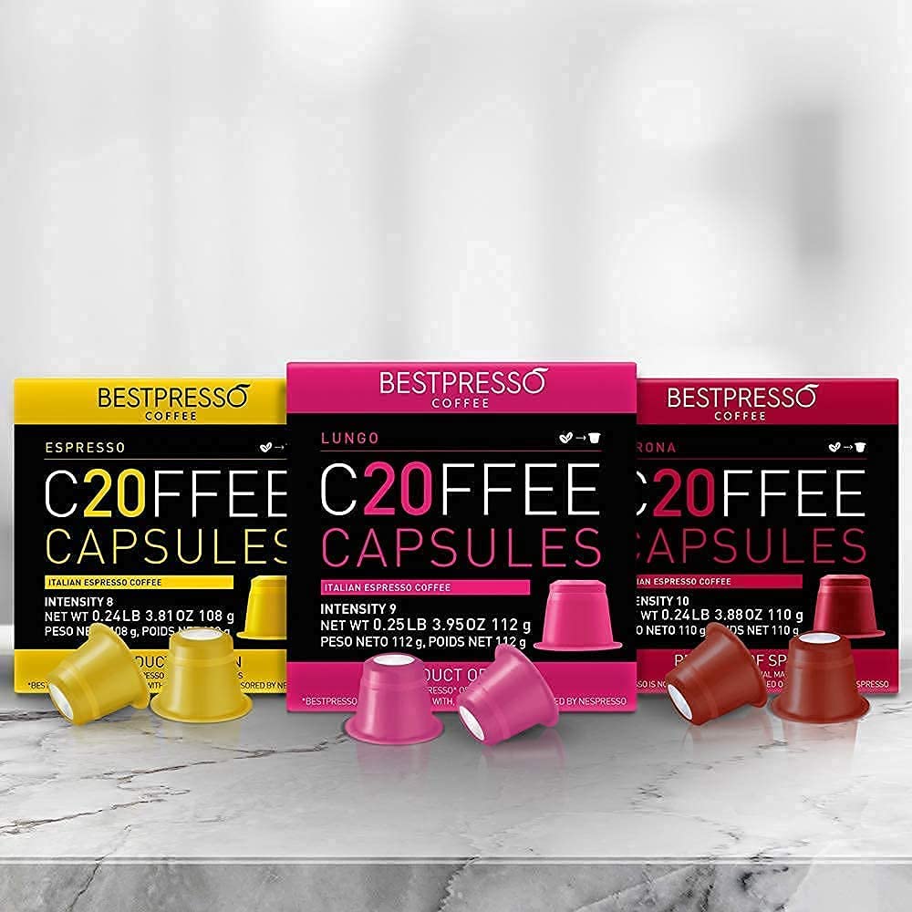 Bestpresso Coffee Pods for Nespresso Original - 240 Capsules Variety Pack (Flavored & Unflavored) | Perfect for Office, Home Brewing & Gifts