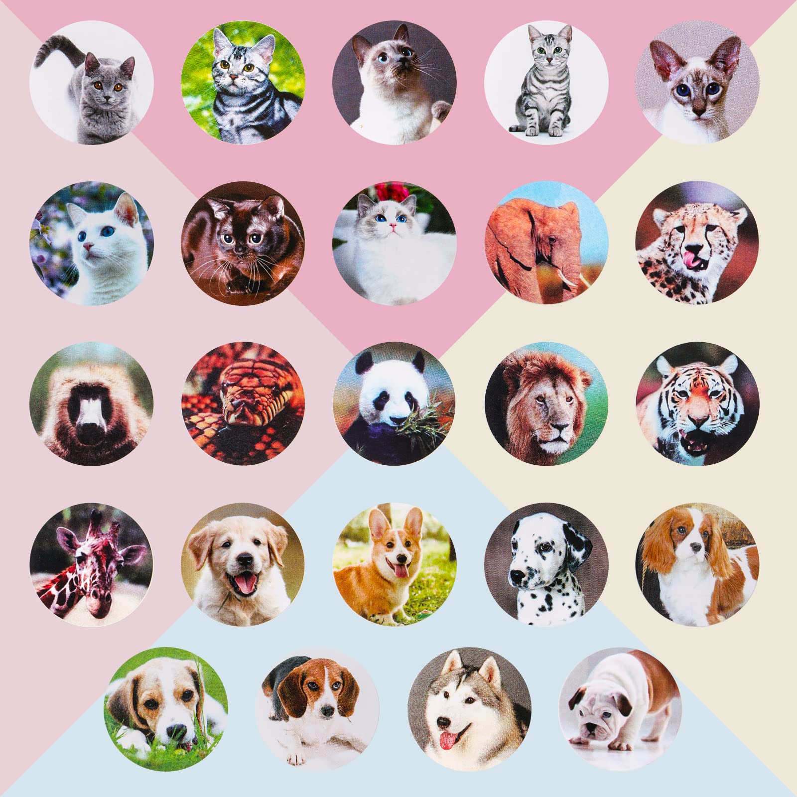 BENBO 1500 Pcs Zoo Animal Stickers - 1 Inch Cute Puppy, Dog & Cat Stickers Roll - Realistic Kitten Labels for Scrapbooking, Classroom Rewards, Party Favors & Holiday Envelopes - Perfect for Kids Crafts, School Projects & Gift Wrapping