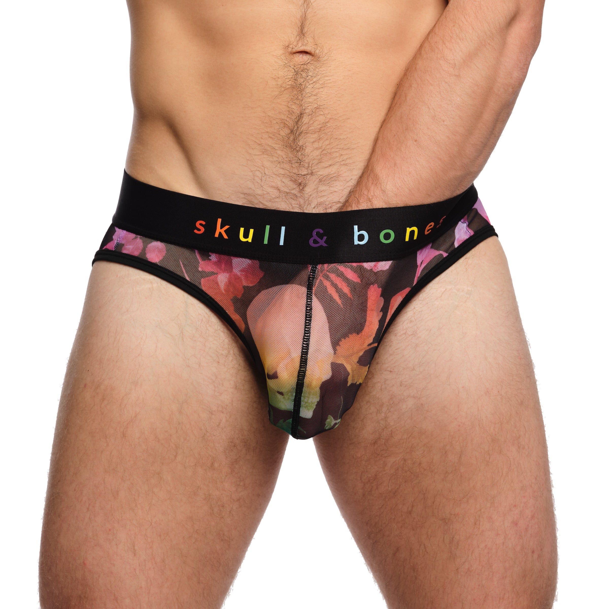 Rainbow Dutch Floral Mesh Y Jock Strap - Black Men's Underwear for Workout, Gym & Sports Performance | Comfortable & Breathable Design for Active Lifestyles