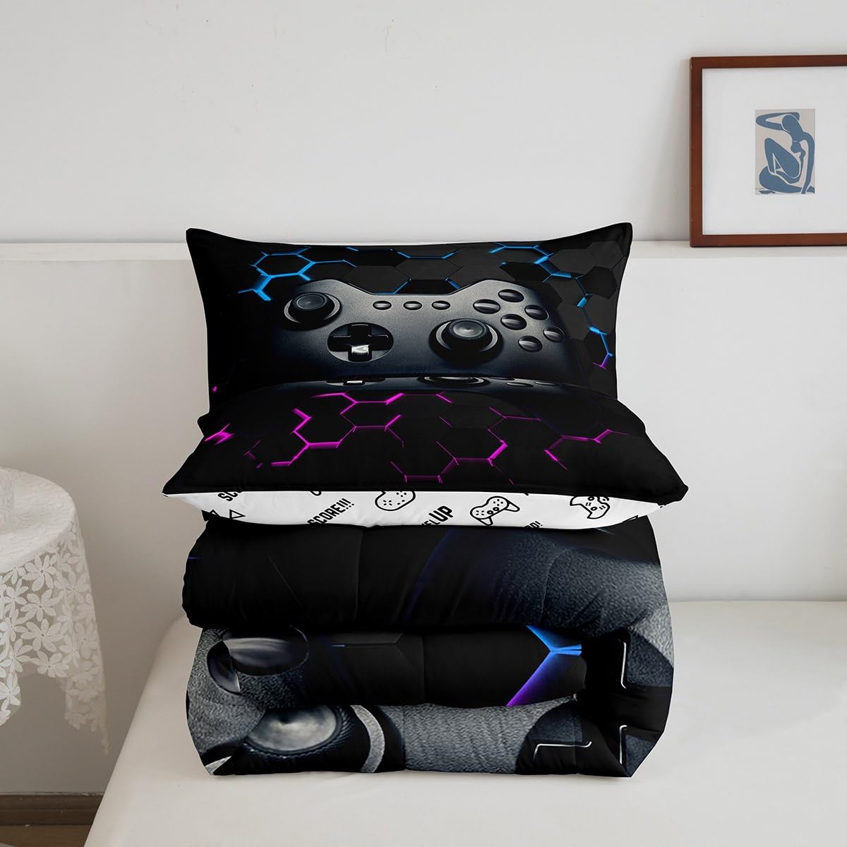Erosebridal Boys Twin Bedding Sets - Gaming Themed Comforter Set for Kids & Toddlers, Black - Perfect for Bedrooms, Sleepovers & Gaming Rooms