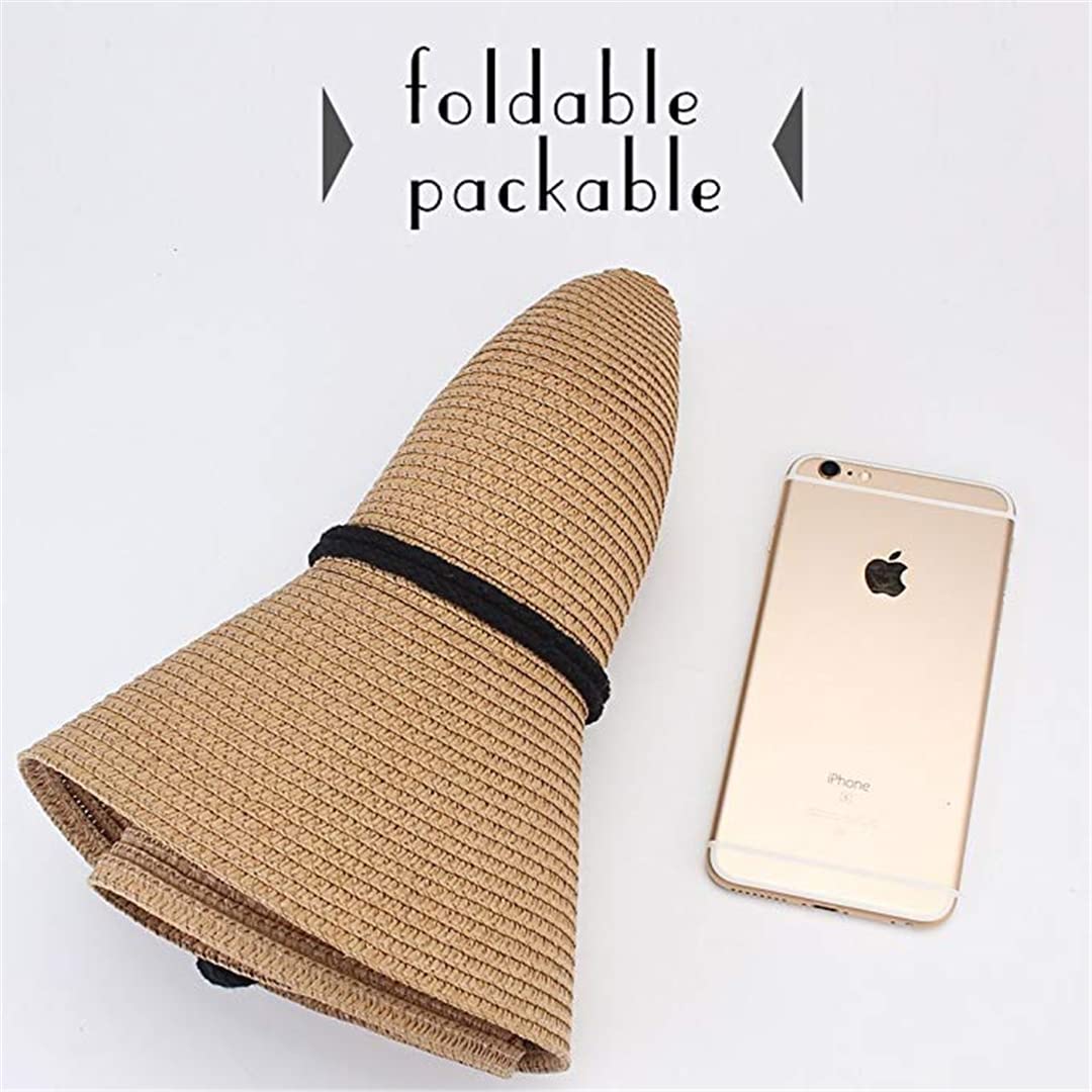 Women's Wide Brim Straw Summer Hat with Wind Lanyard - Foldable Beach Hat for Women - Perfect for Vacation, Poolside, and Outdoor Activities