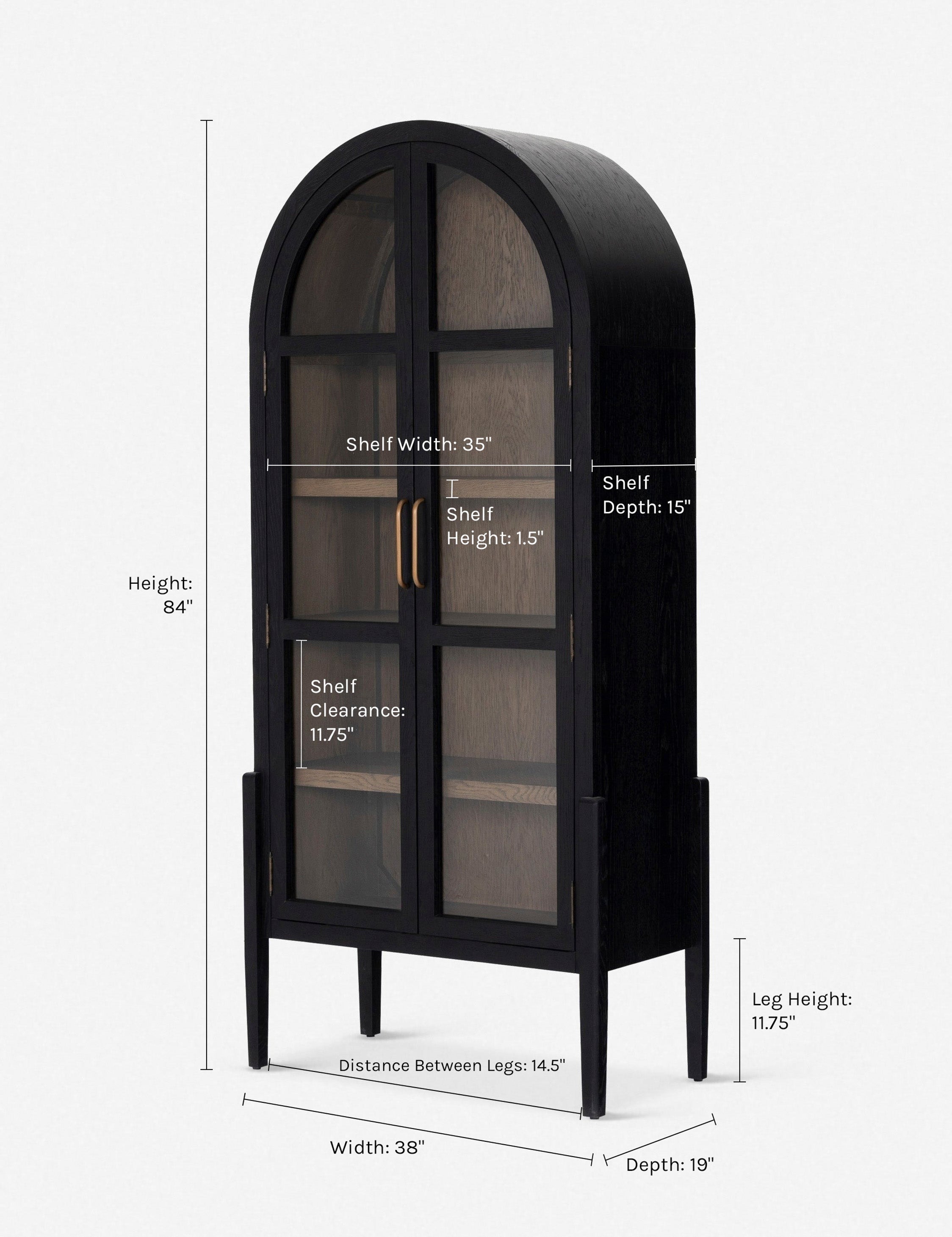 Apolline Curio Cabinet - Elegant Glass Display Case for Collectibles & Home Decor - Perfect for Living Room, Dining Room or Office Showcase