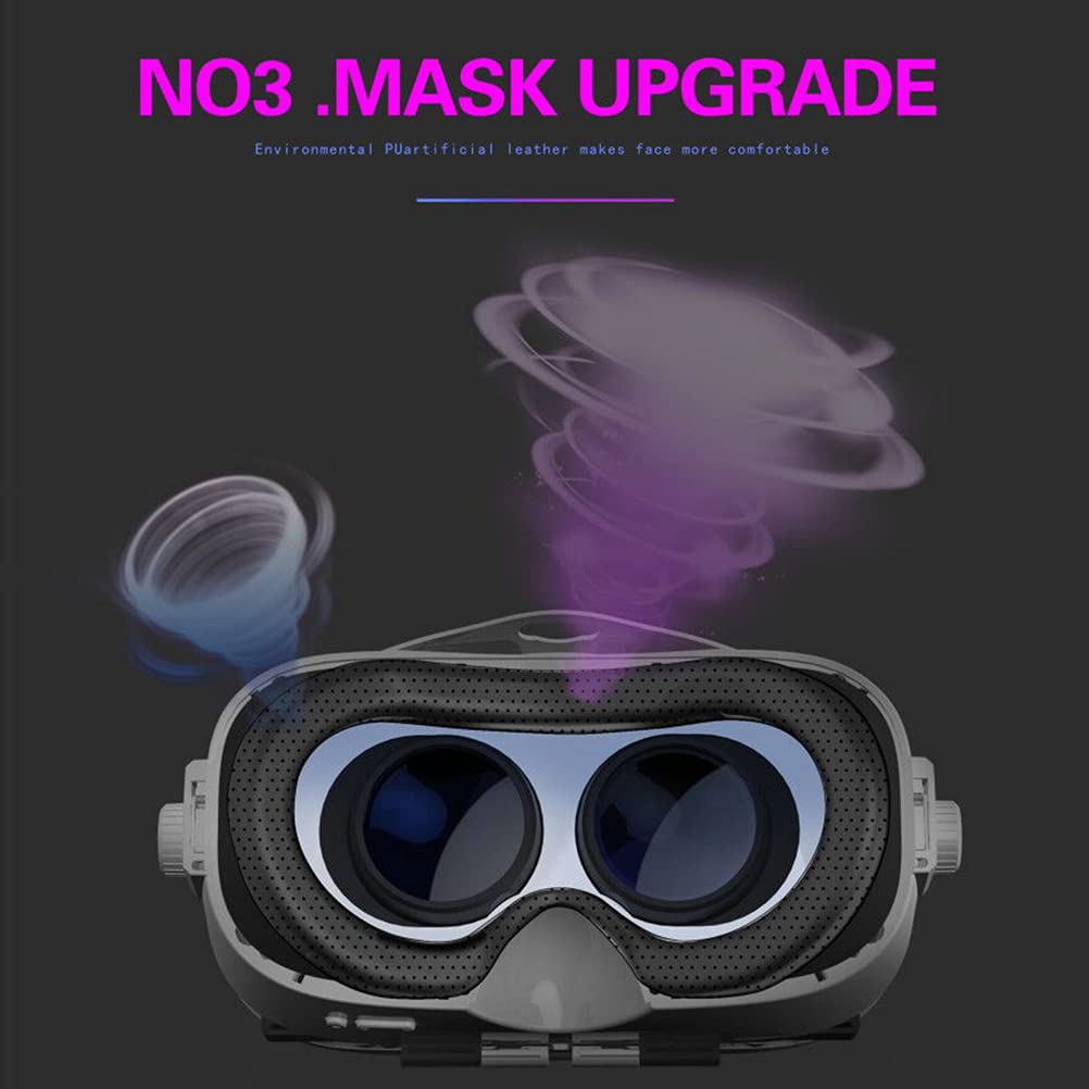 3D VR Headset - Soft & Comfortable Virtual Reality Glasses for Movies & Videos - Compatible with iPhone & Android Smartphones - Perfect for Gaming, Travel & Home Entertainment