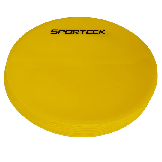 Sporteck Flat Markers - 10 Pack Cones for Soccer, Football & Field Training - Perfect for Coaching Drills, Gym Floor Marking & Outdoor Sports Practice
