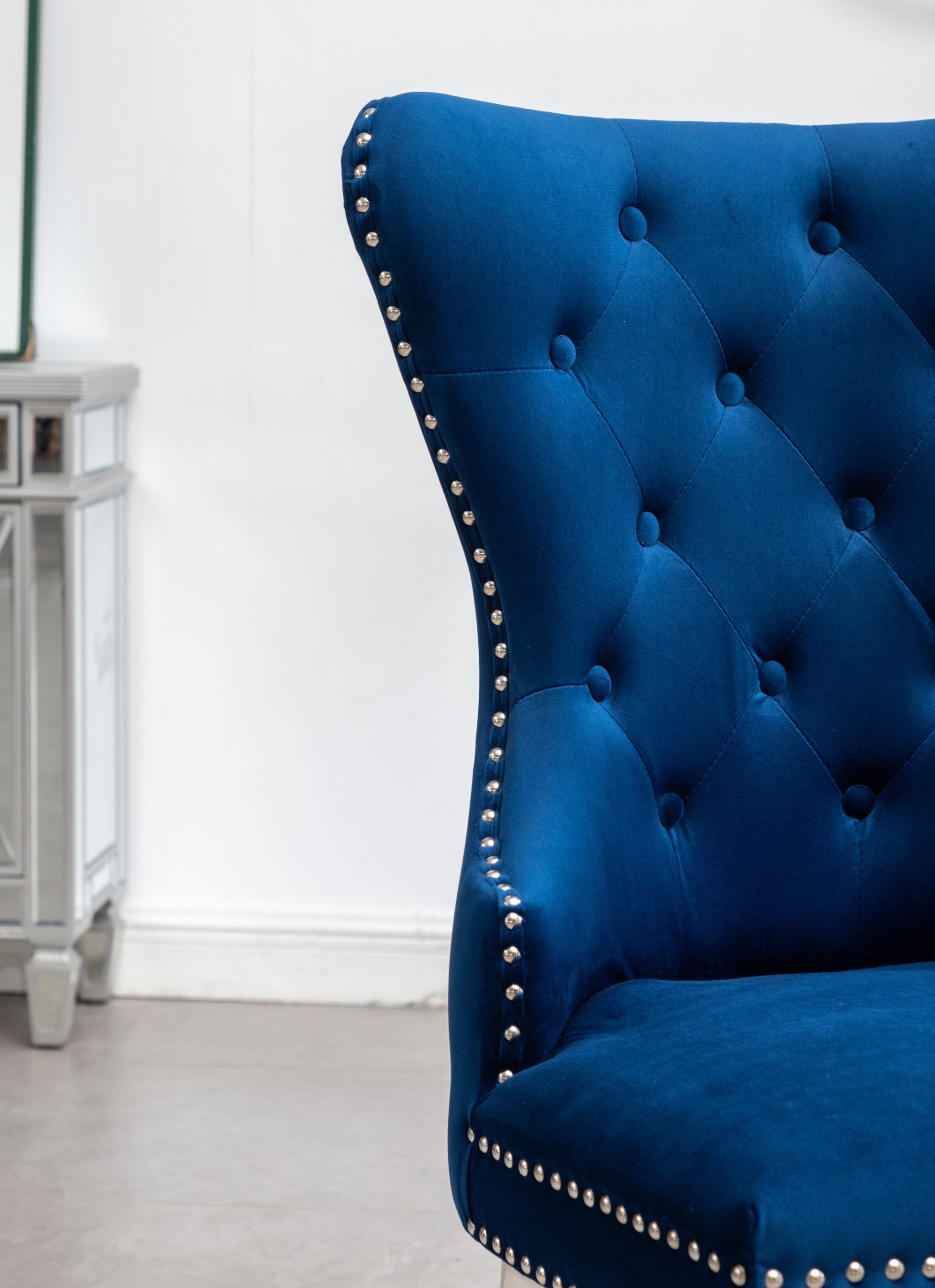 Montura Contemporary Tufted Velvet Accent Chairs with Nailhead Trim - Set of 2 Blue Velvet Lounge Chairs for Living Room, Bedroom & Office Decor