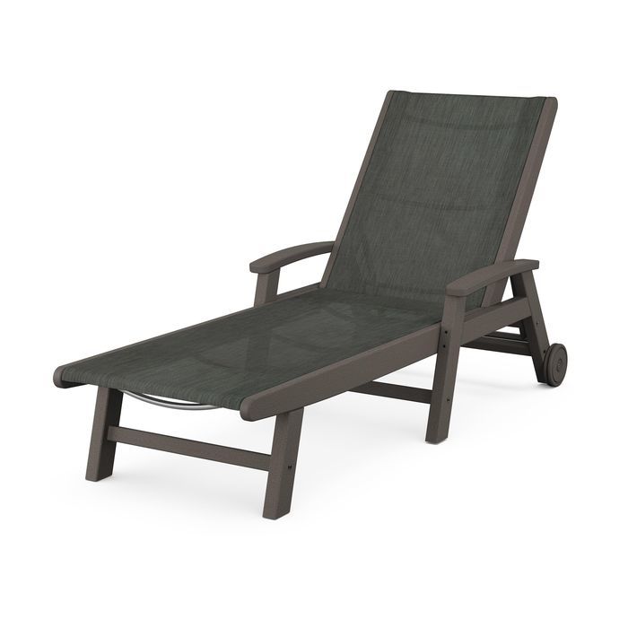 POLYWOOD Coastal Chaise Lounge Chair with Wheels - Durable Outdoor Furniture for Patio, Poolside & Beach Relaxation