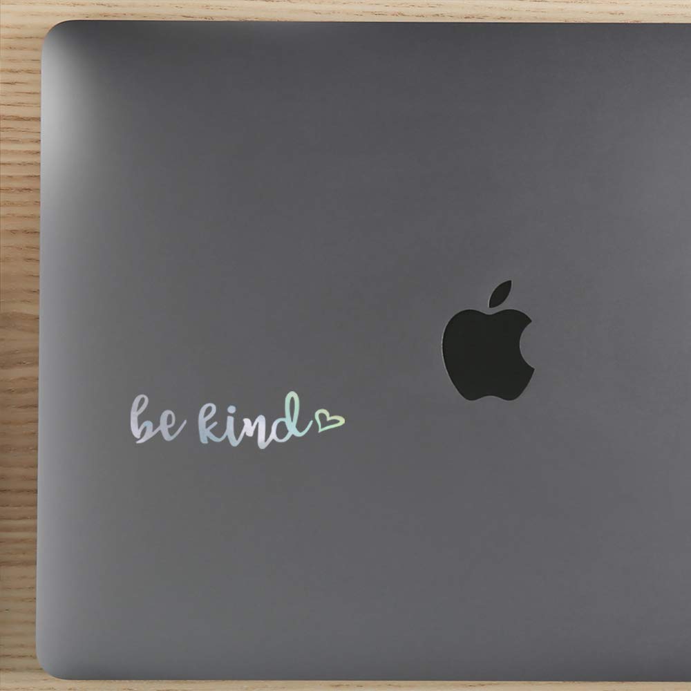 Inspiring Be Kind Quotes Heart Holographic Vinyl Decals (Set of 2) - Waterproof Stickers for Laptop, Phone, Helmet, Car Window, Mug & Home Decor - Motivational Wall Art & Daily Reminder