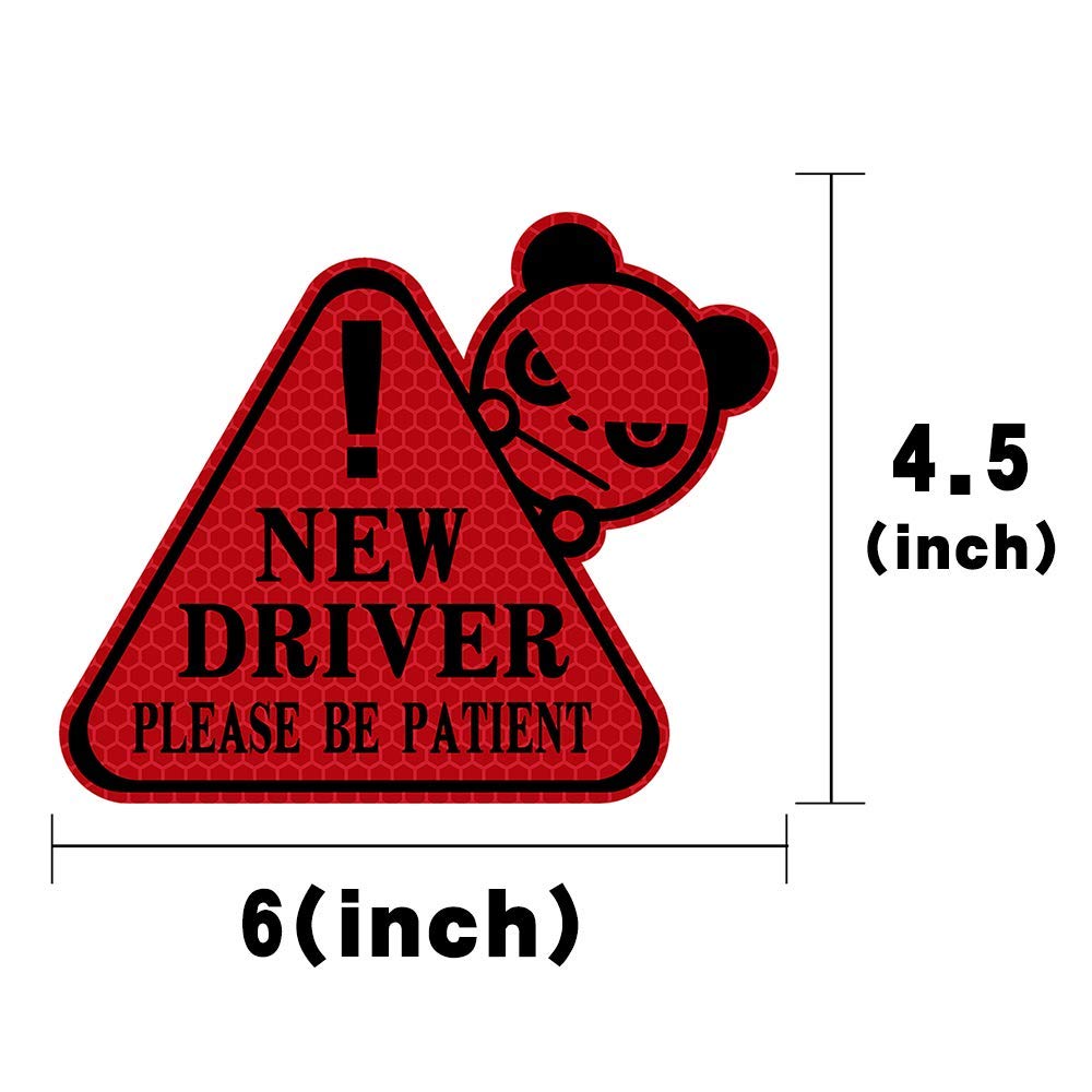 Funny New Driver Sticker for Car - Reflective Waterproof Student Driver Decal (Red) - Perfect for Graduation Gifts & Beginner Driver Safety